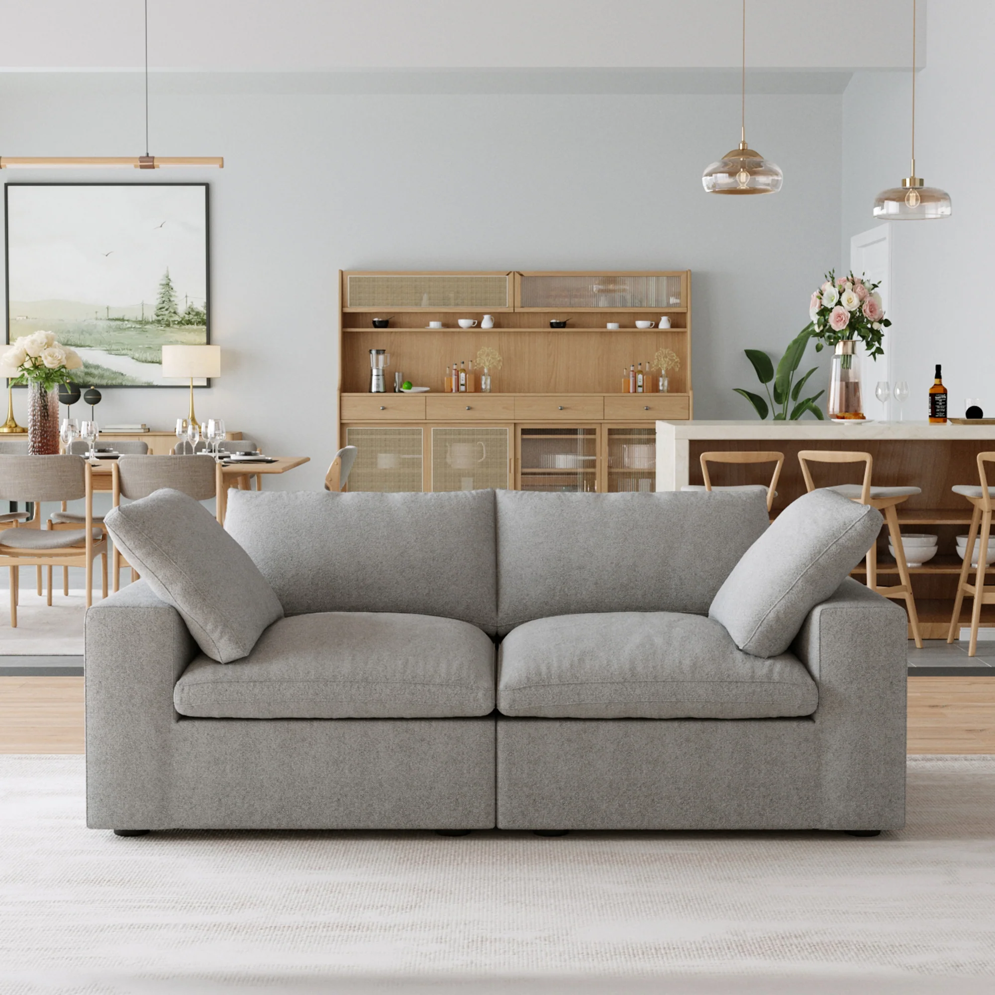 Nuvé® Solace Modular Bouclé Cloud Sofa - Space Grey - 2-Seater Sofa - Image 4
