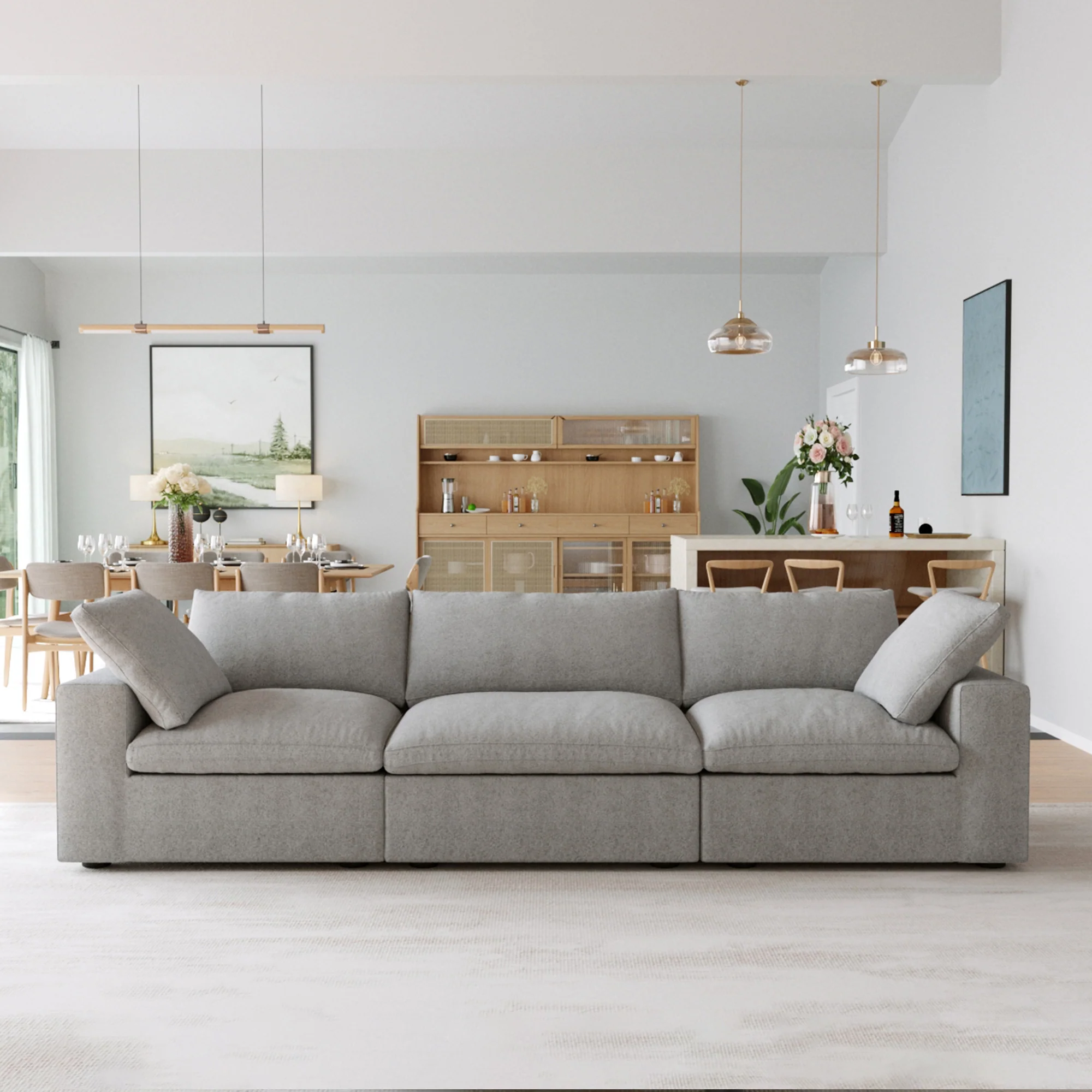 Nuvé® Solace Modular Bouclé Cloud Sofa - Space Grey - 3-Seater Sofa
