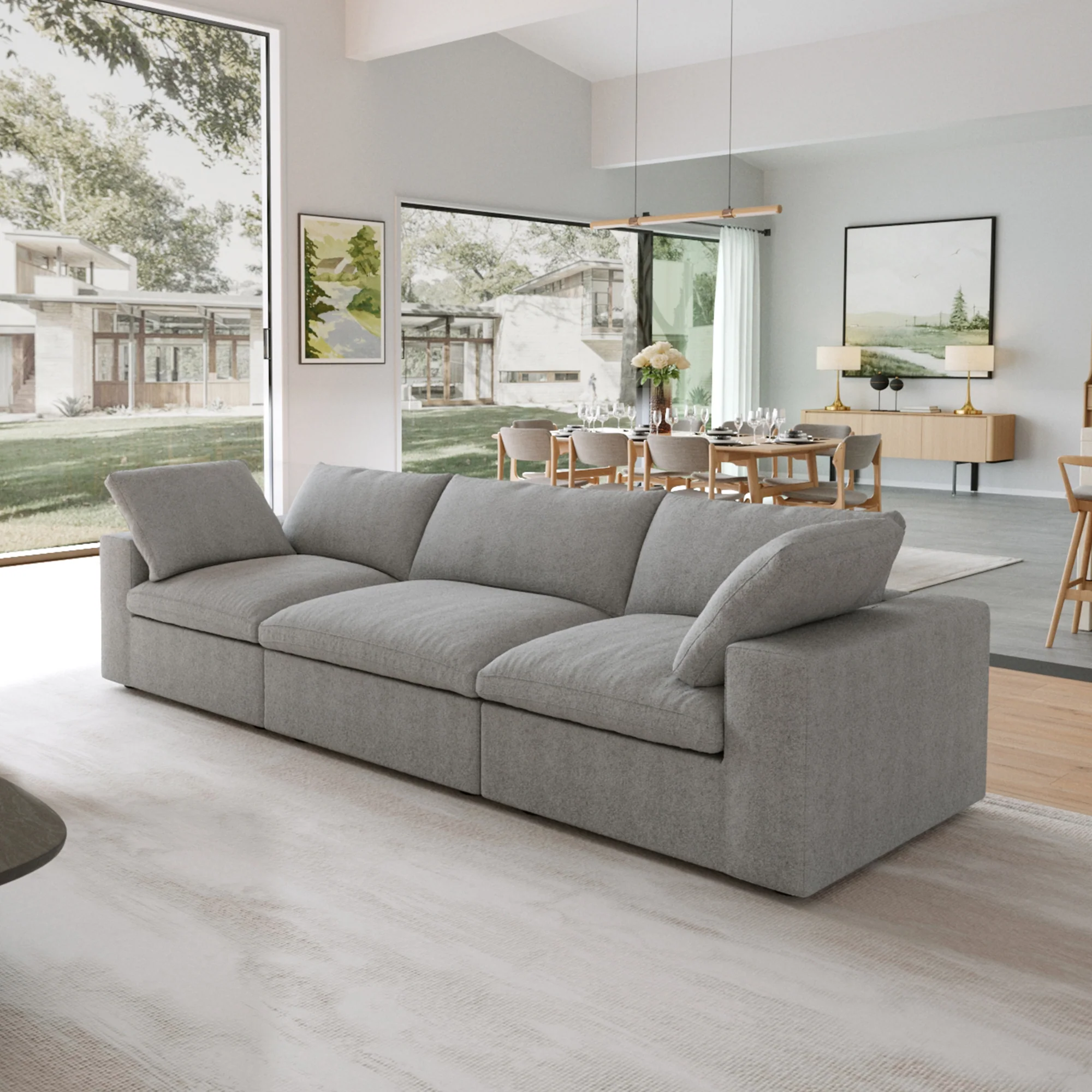 Nuvé® Solace Modular Bouclé Cloud Sofa - Space Grey - 3-Seater Sofa - Image 2