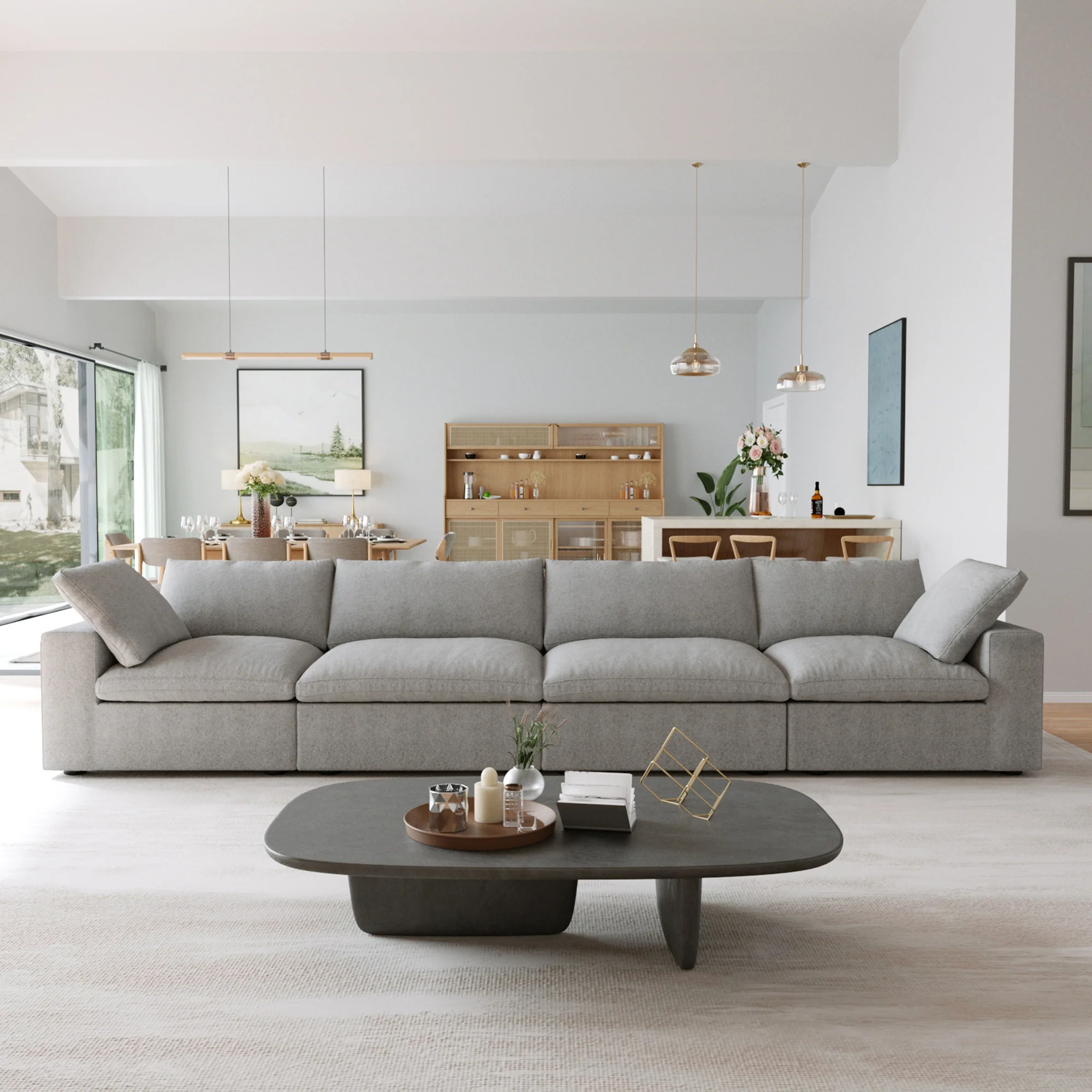 Nuvé® Solace Modular Bouclé Cloud Sofa - Space Grey - 4-Seater Sofa - Image 2