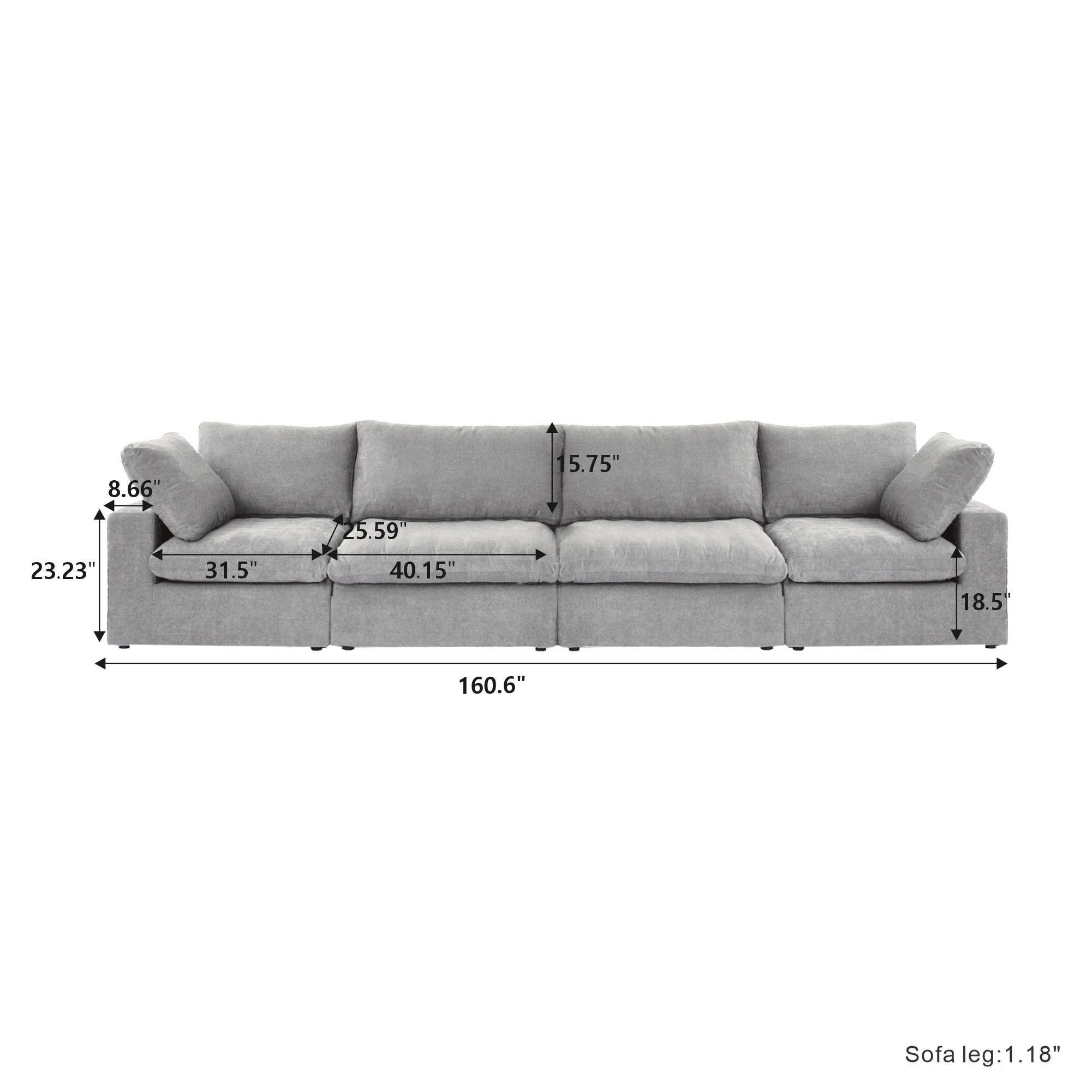 Nuvé® Solace Modular Bouclé Cloud Sofa - Space Grey - 4-Seater Sofa - Image 5
