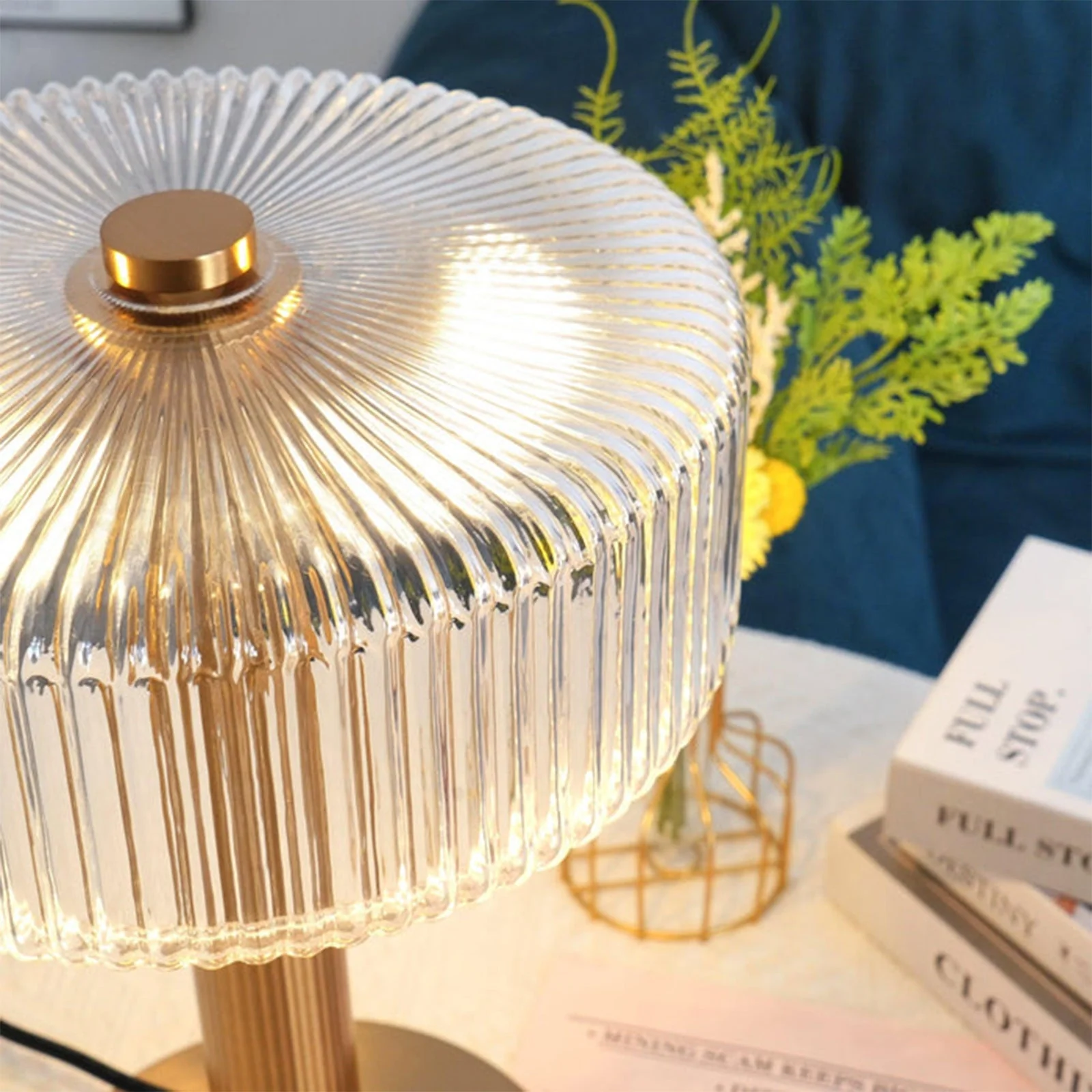 Opaque Striped Glass Shade Table Lamp - Image 11