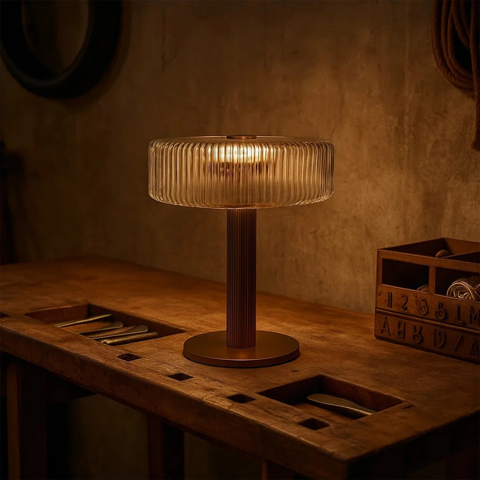 Opaque Striped Glass Shade Table Lamp - Image 12
