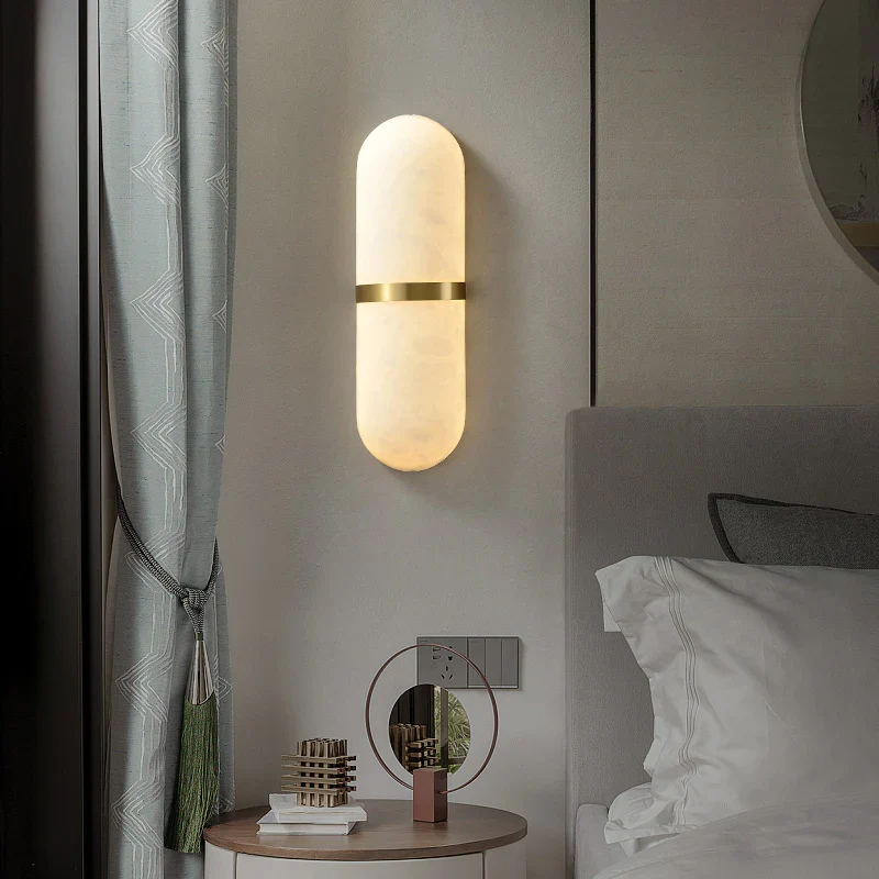 Oval Alabaster Semi Circular Wall Lamp - Image 2