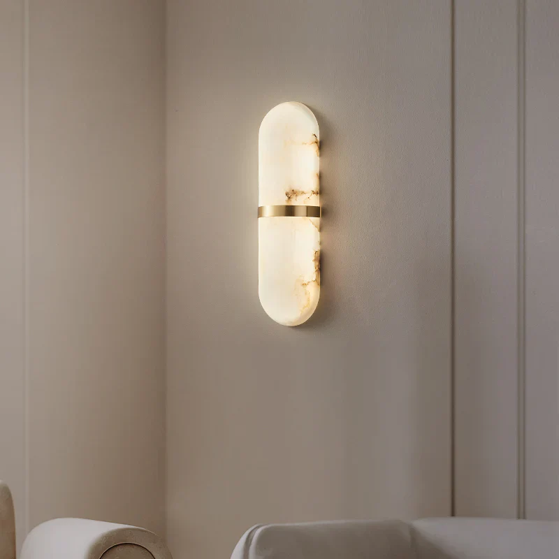 Oval Alabaster Semi Circular Wall Lamp - Image 5