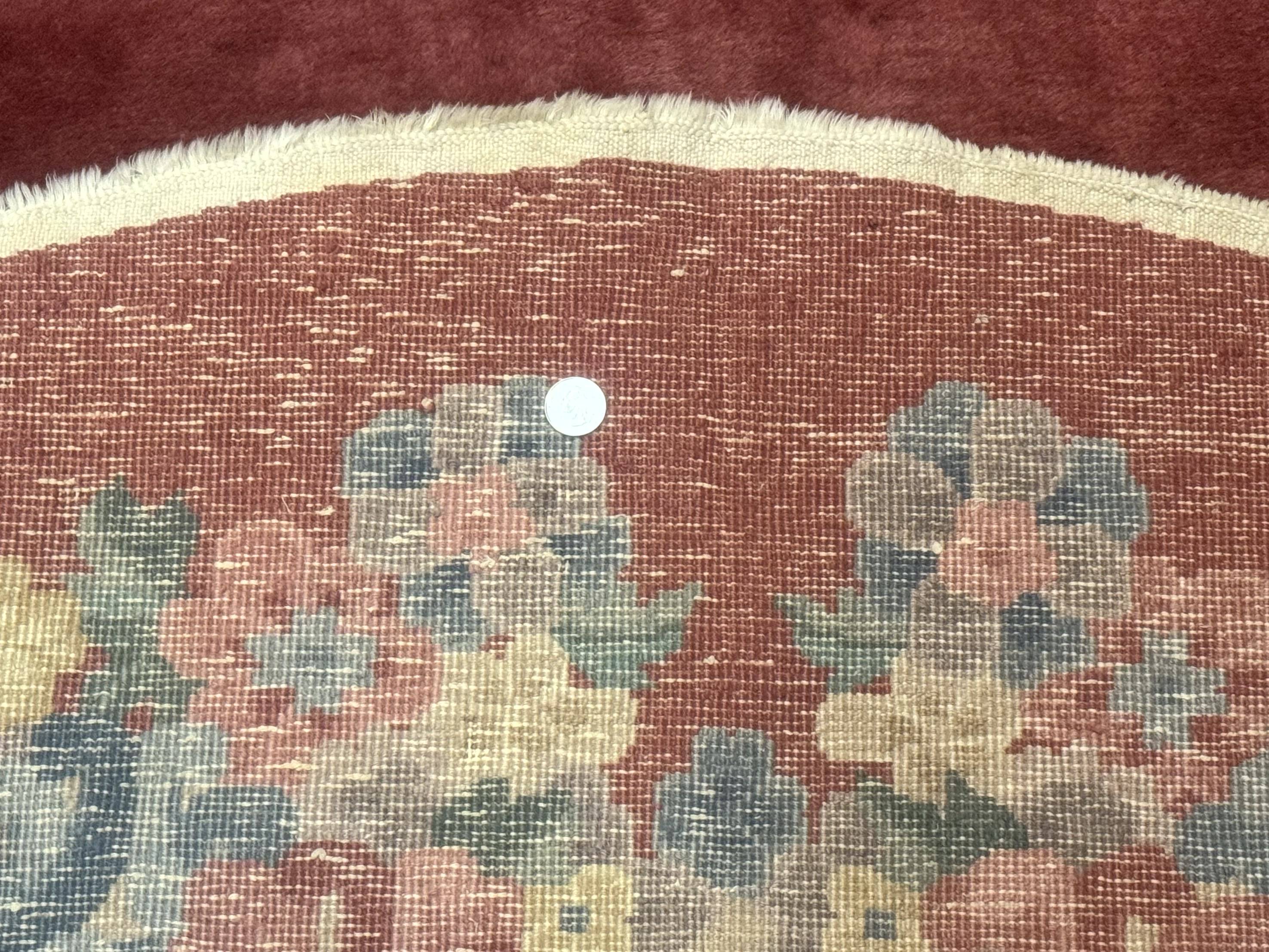 Oval Chinese Peking Rug 5x8, Pink, Floral, Vintage Chinese Wool Carpet - Image 10
