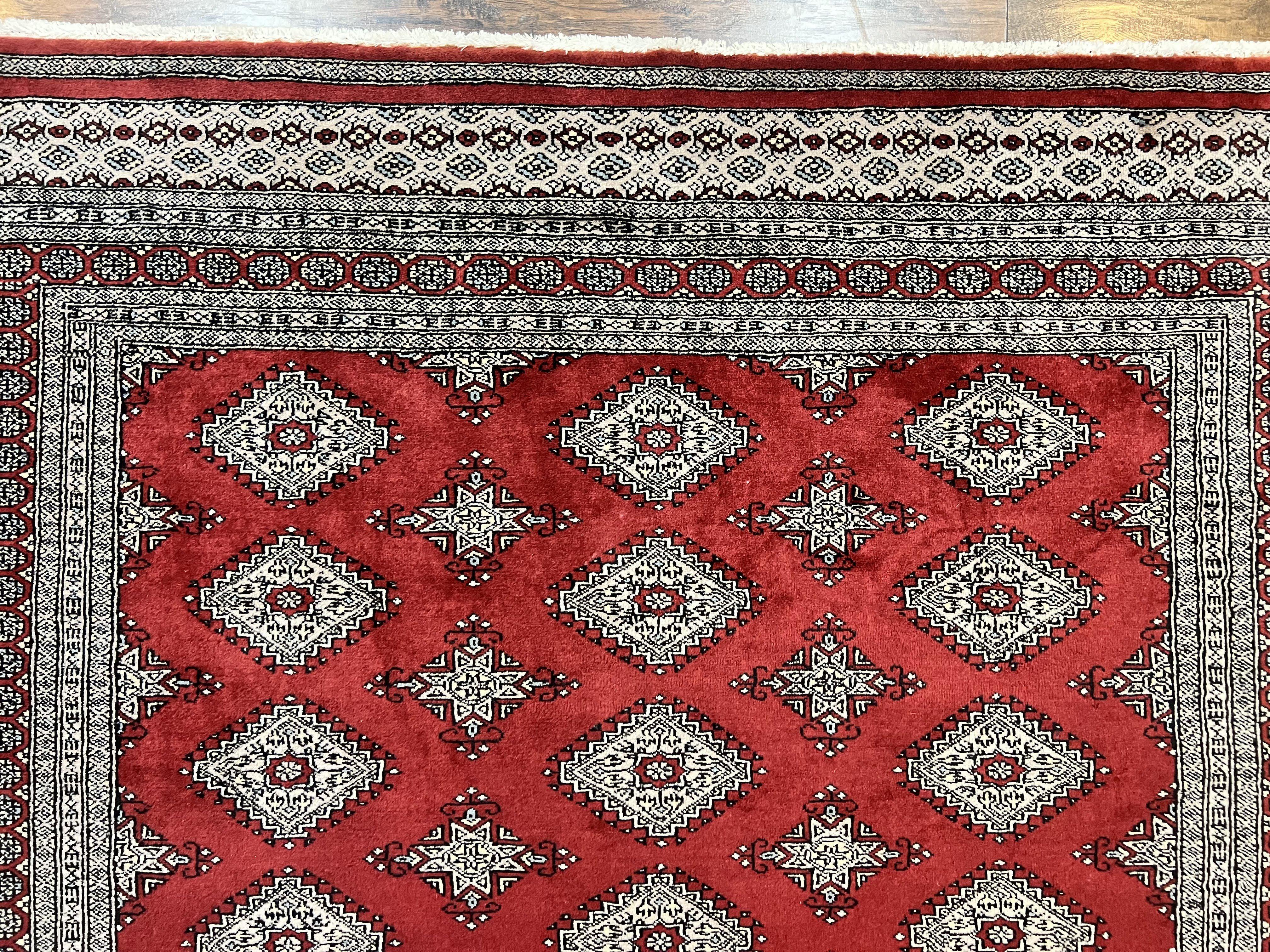 Pakistani Bokhara Rug 6x8, Fine Turkoman Carpet, Wool Handmade Vintage, Red, 6 x 8 Medium Sized Rug, Turkmen Rug - Image 3