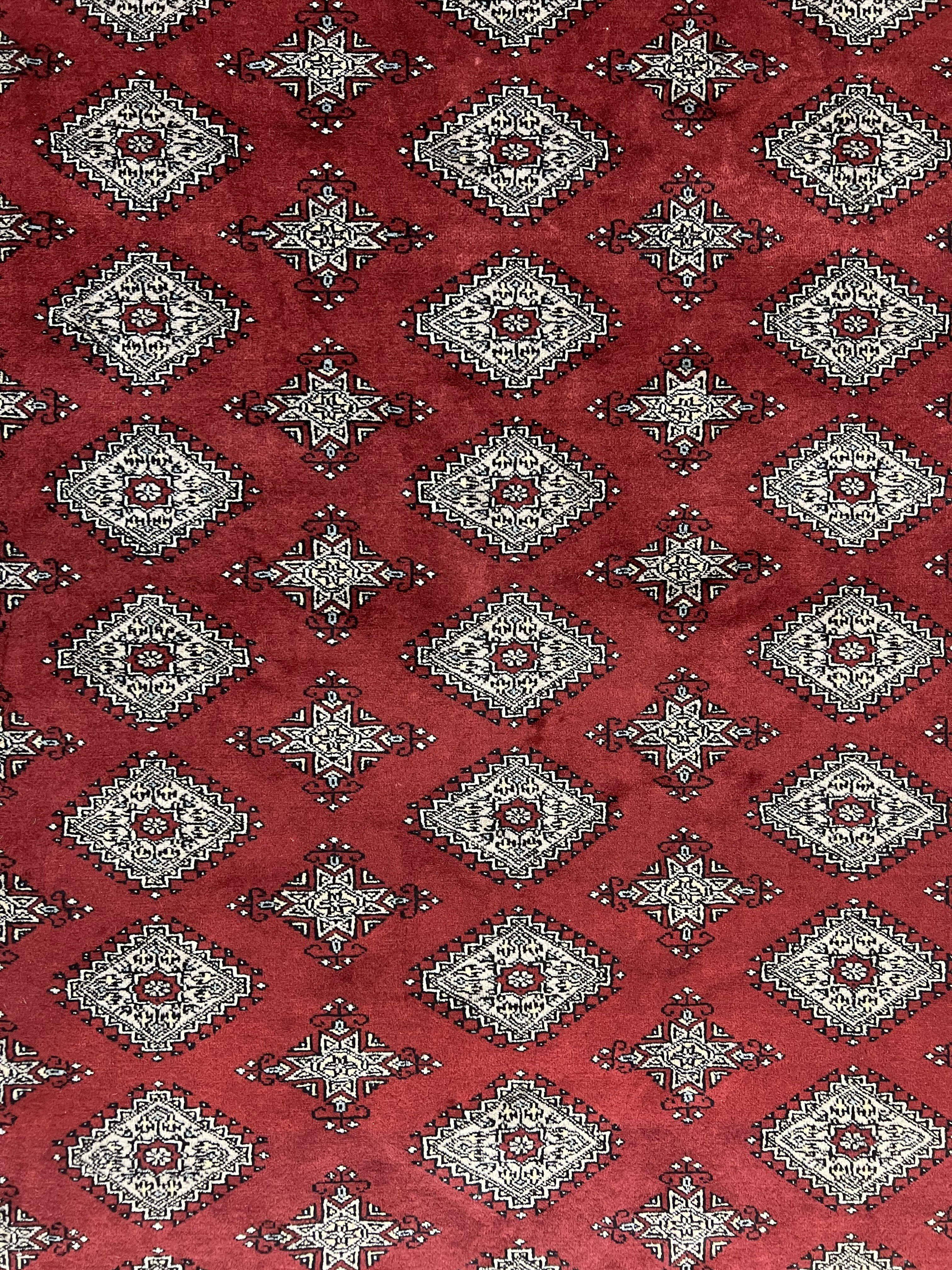 Pakistani Bokhara Rug 6x8, Fine Turkoman Carpet, Wool Handmade Vintage, Red, 6 x 8 Medium Sized Rug, Turkmen Rug - Image 4