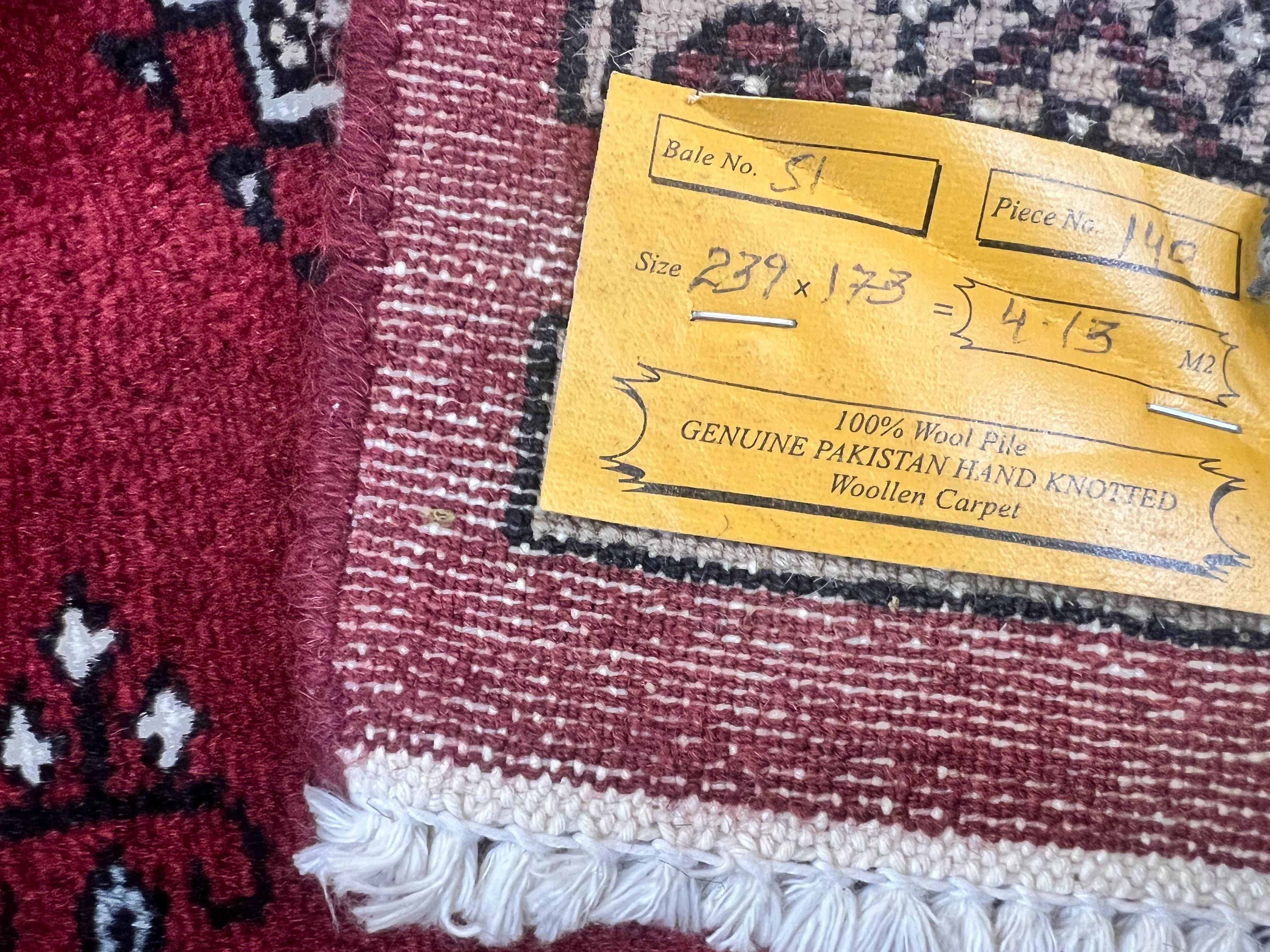 Pakistani Bokhara Rug 6x8, Fine Turkoman Carpet, Wool Handmade Vintage, Red, 6 x 8 Medium Sized Rug, Turkmen Rug - Image 9