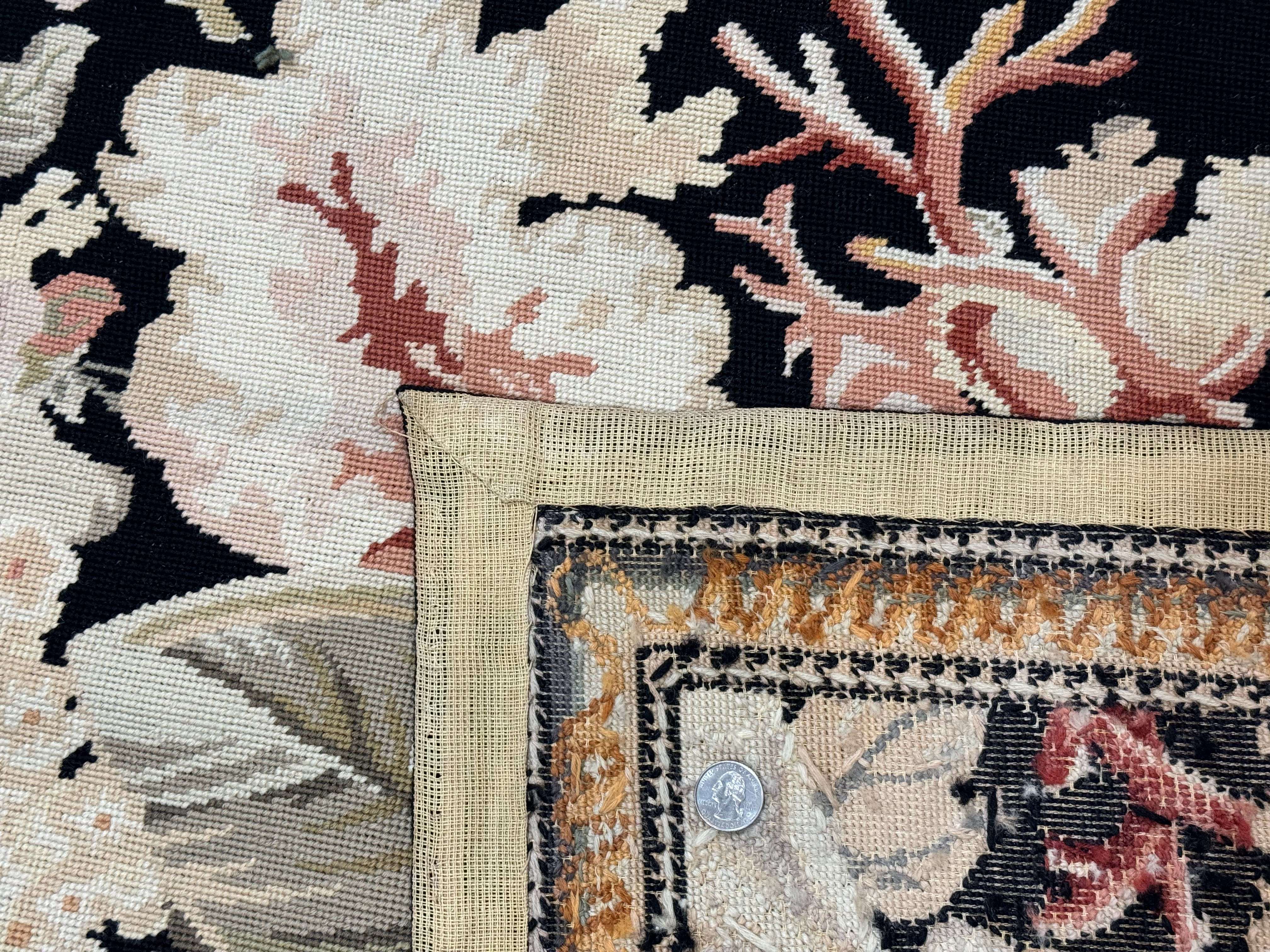 Palace Size Needlepoint Rug 13x17, Extra Large Wool Floral Handmade Carpet, European Design, Botanical - Image 10