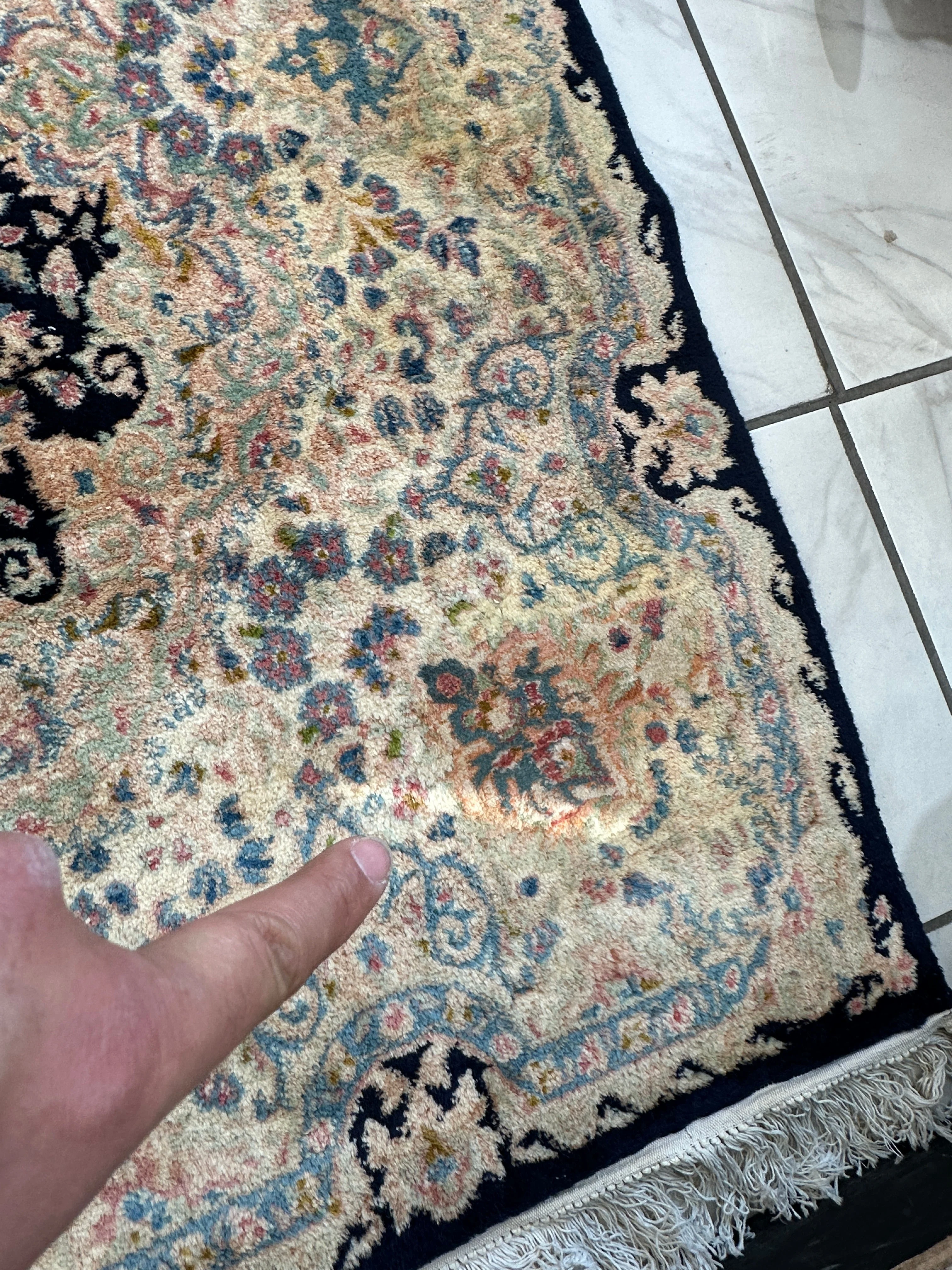 Palace-Size Vintage Royal Kirman Wool Rug – 9’9” x 17’2” – Hand-Knotted Persian Elegance with Deep Navy Field - Image 3