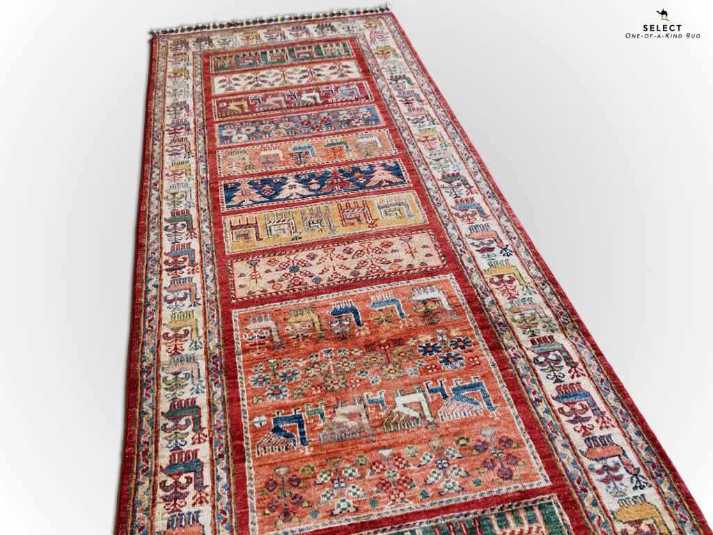 Pazyryk-Style Gabbeh  red/mt 9' Runner - Image 5