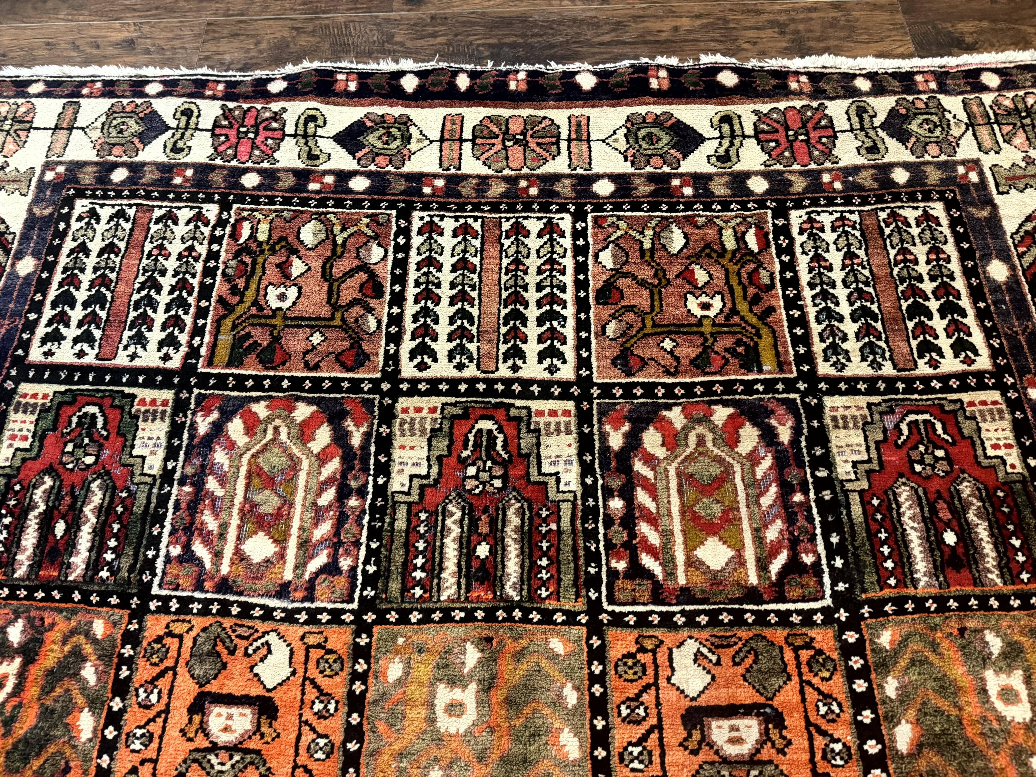 Persian Bakhtiari Tribal Rug 7x10, Panel Design, Semi Antique - Image 3