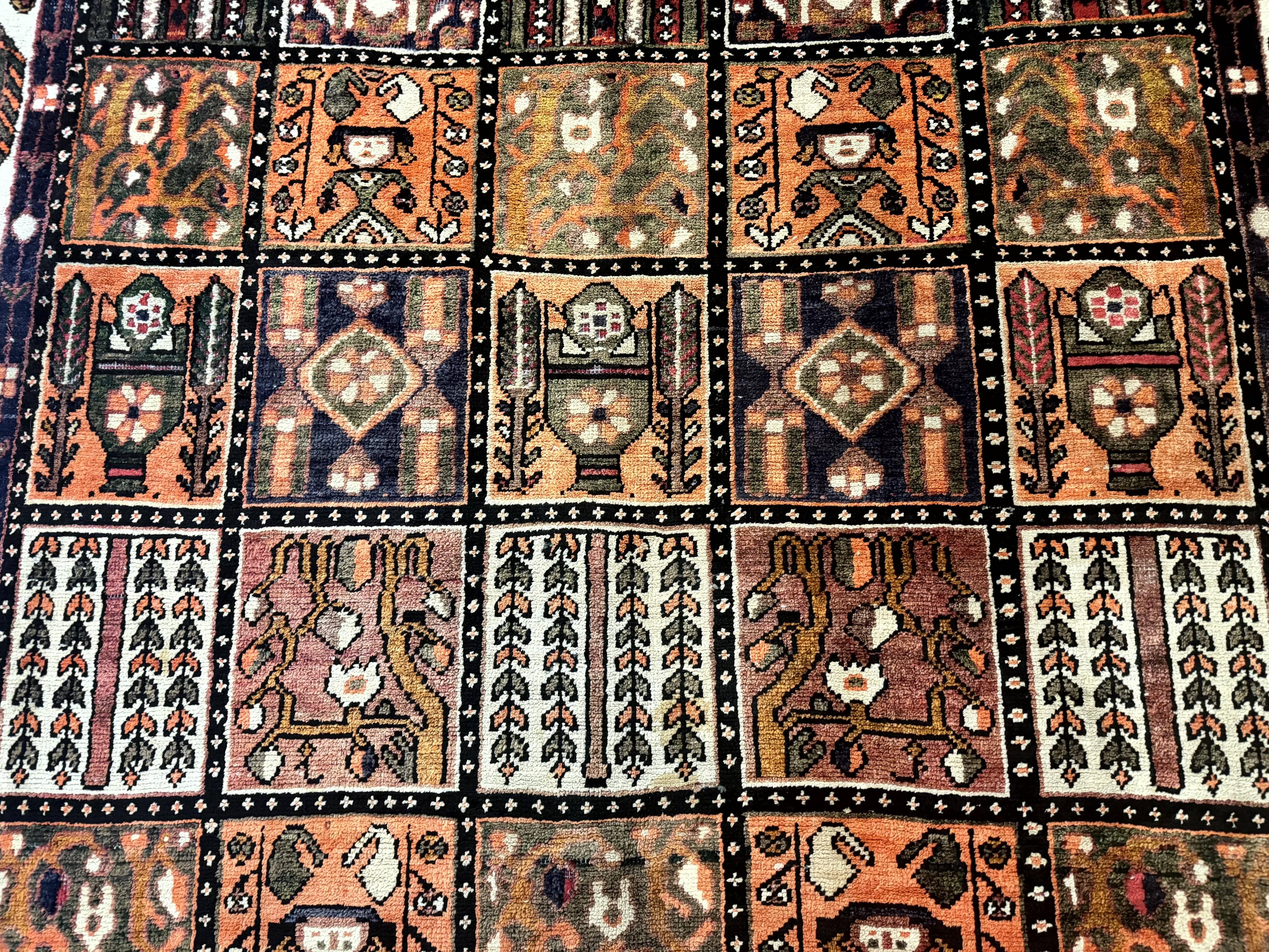 Persian Bakhtiari Tribal Rug 7x10, Panel Design, Semi Antique - Image 4