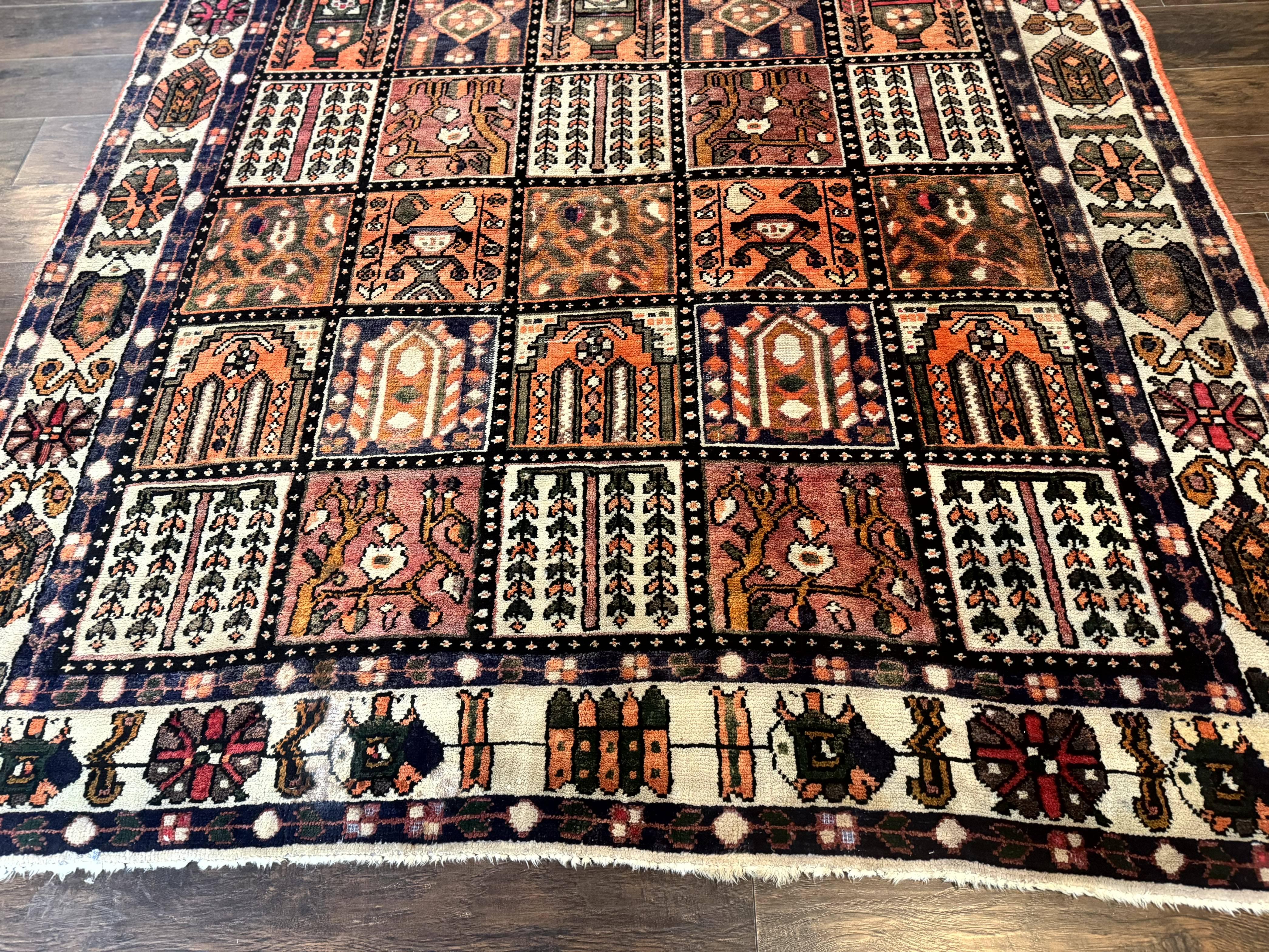 Persian Bakhtiari Tribal Rug 7x10, Panel Design, Semi Antique - Image 5