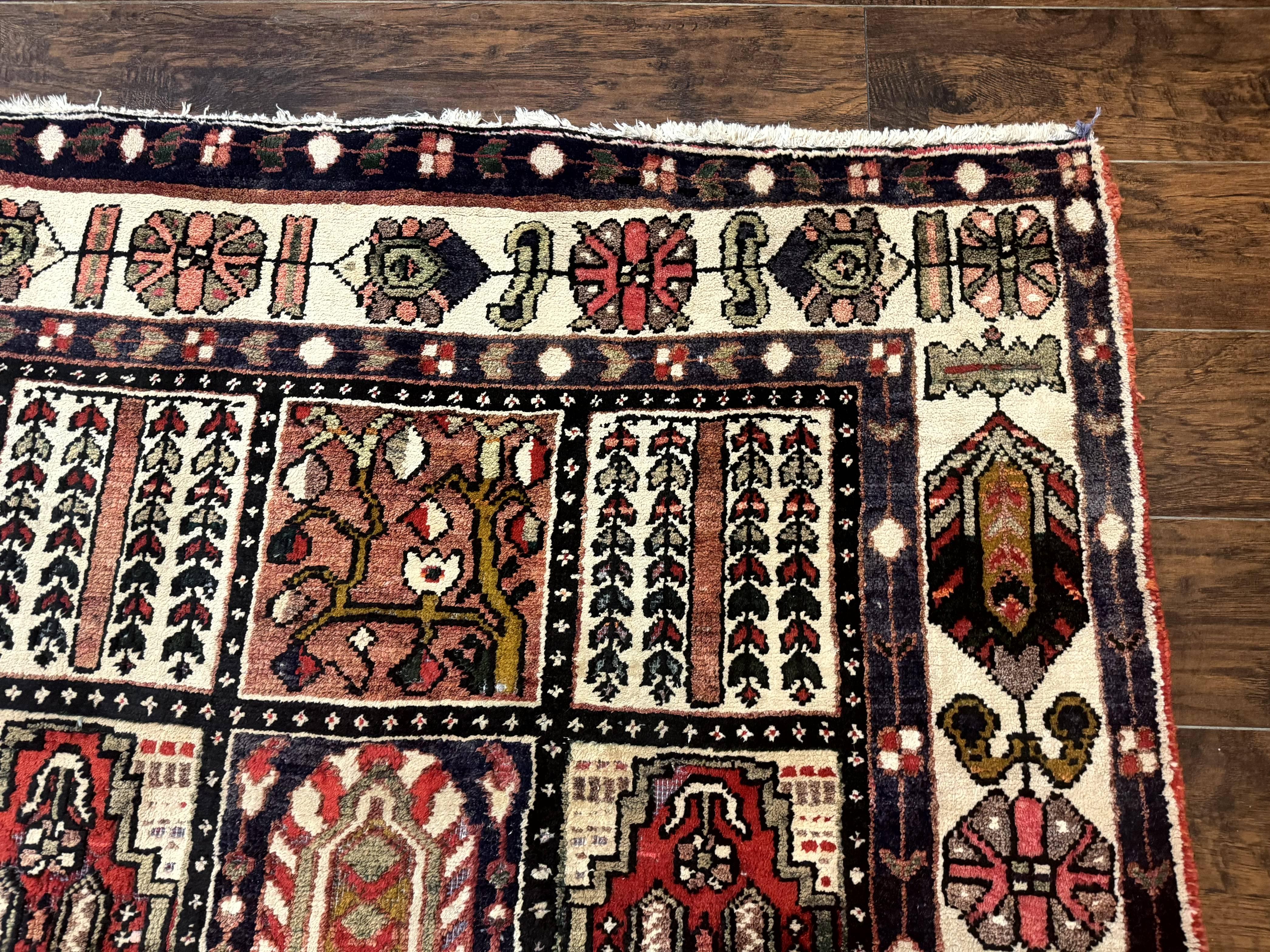 Persian Bakhtiari Tribal Rug 7x10, Panel Design, Semi Antique - Image 7
