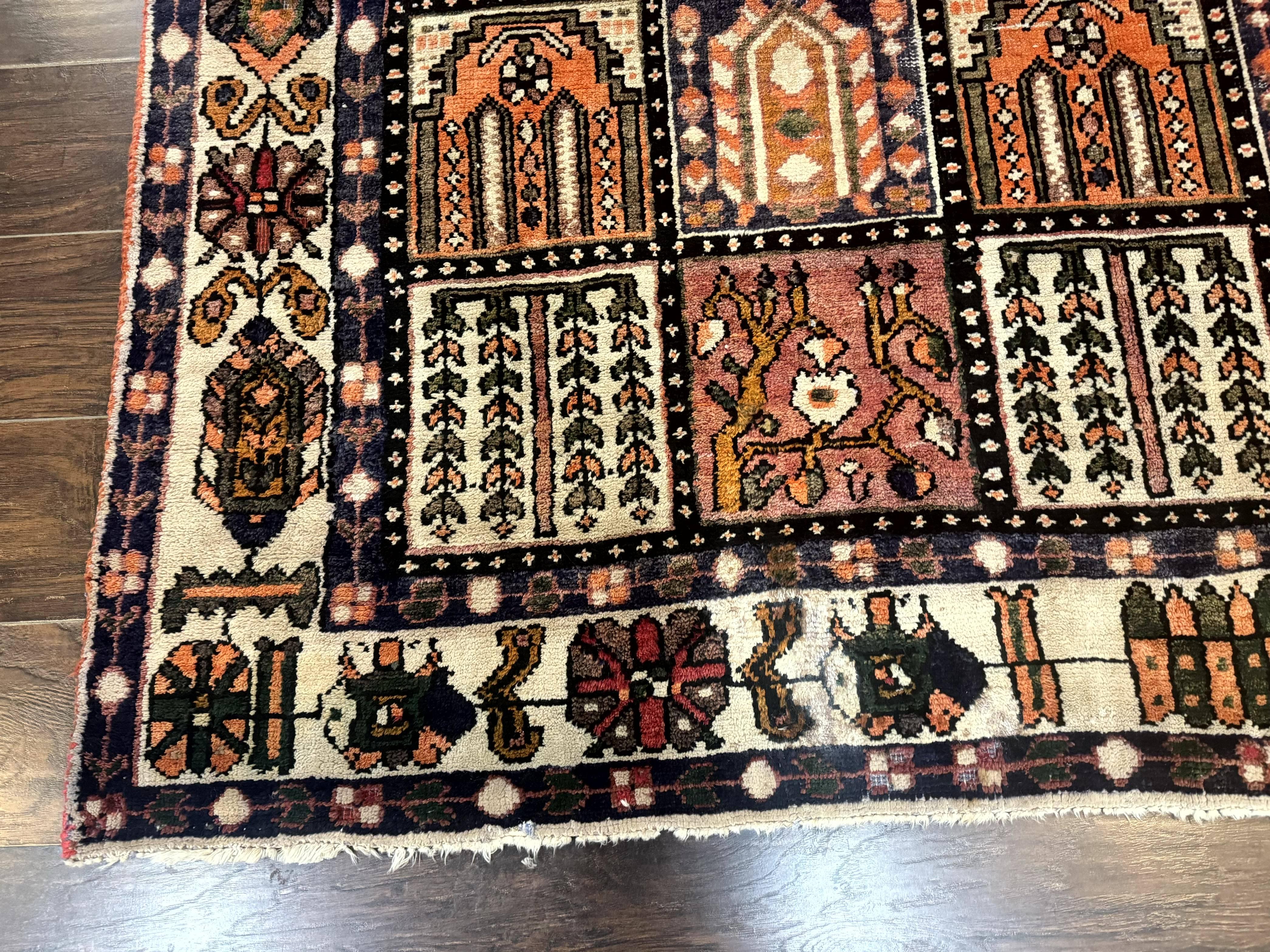 Persian Bakhtiari Tribal Rug 7x10, Panel Design, Semi Antique - Image 8