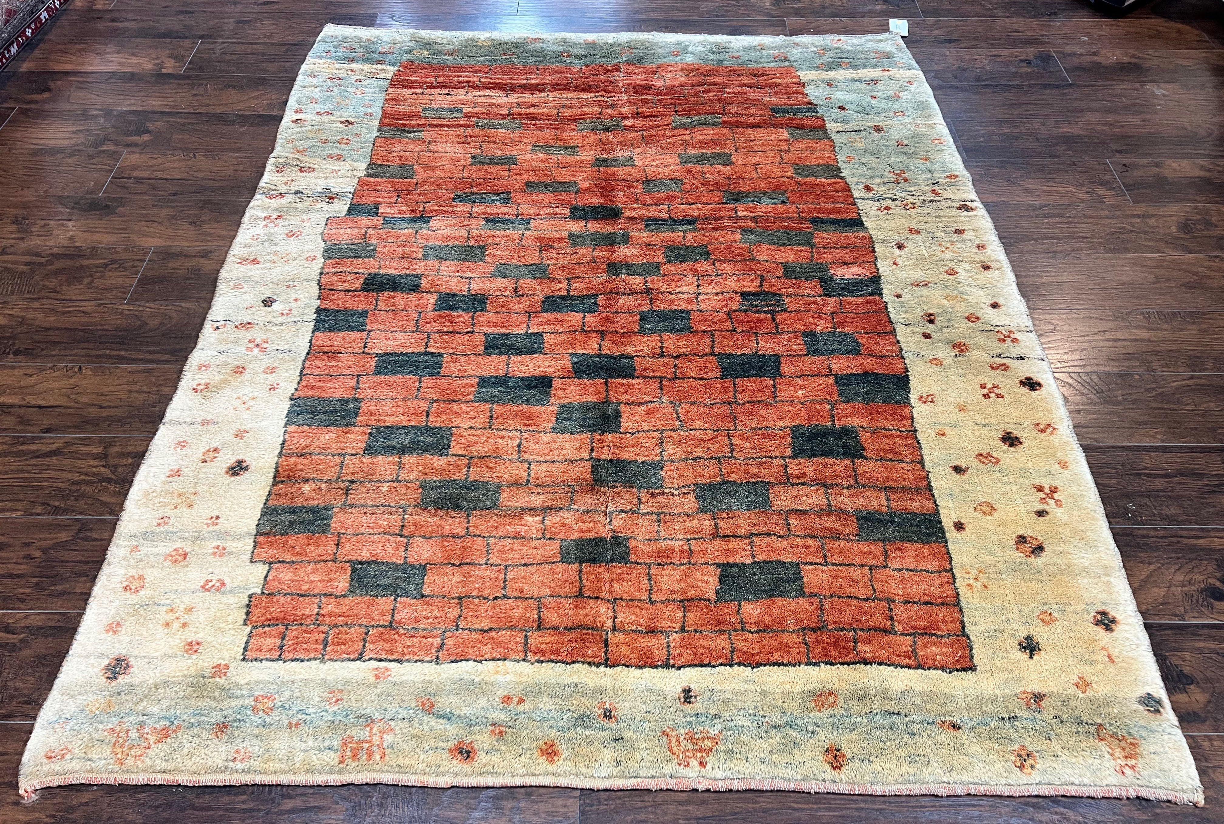 Persian Gabbeh Rug 6x8 ft, Wool Handmade Tribal Rug - Image 11