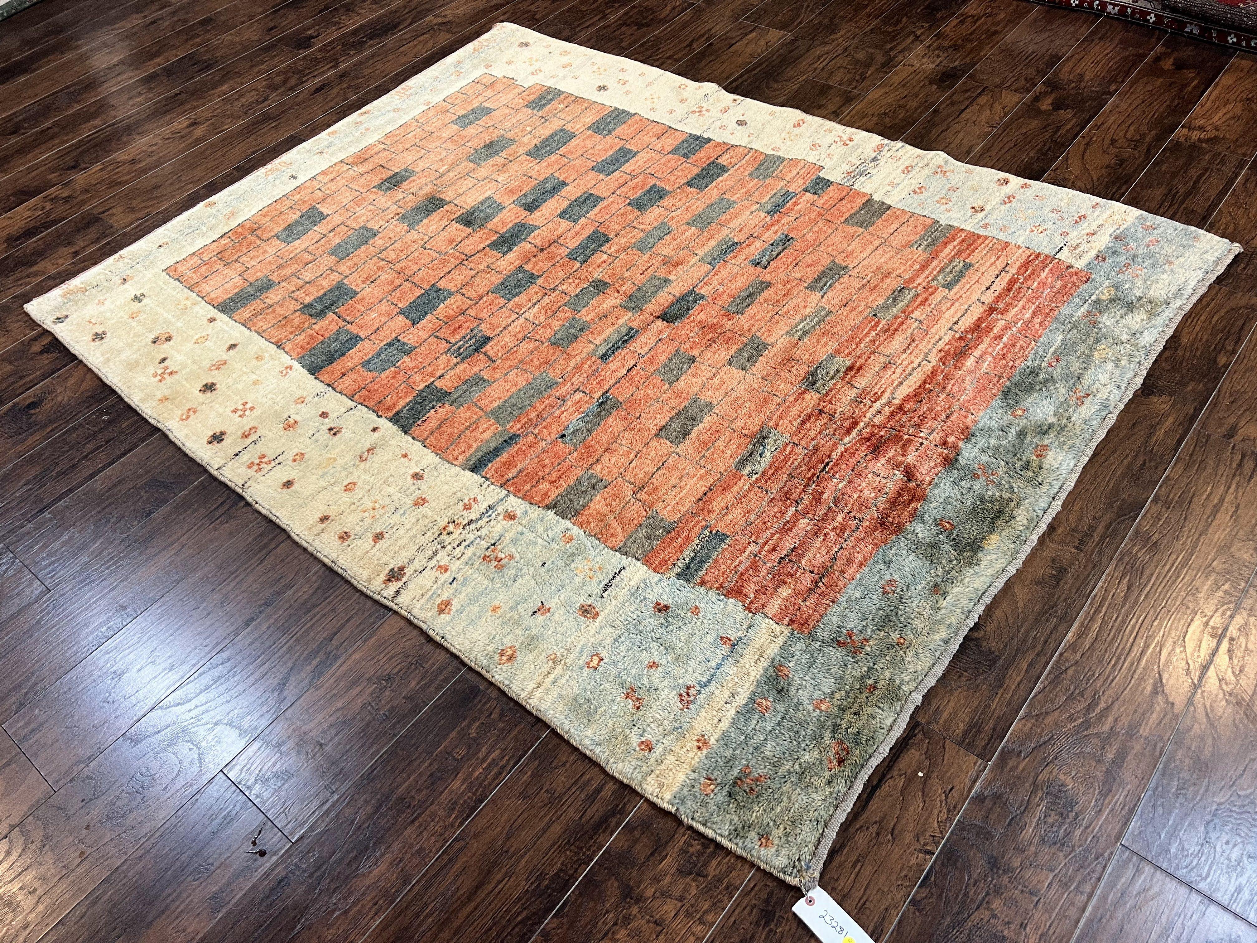 Persian Gabbeh Rug 6x8 ft, Wool Handmade Tribal Rug - Image 12