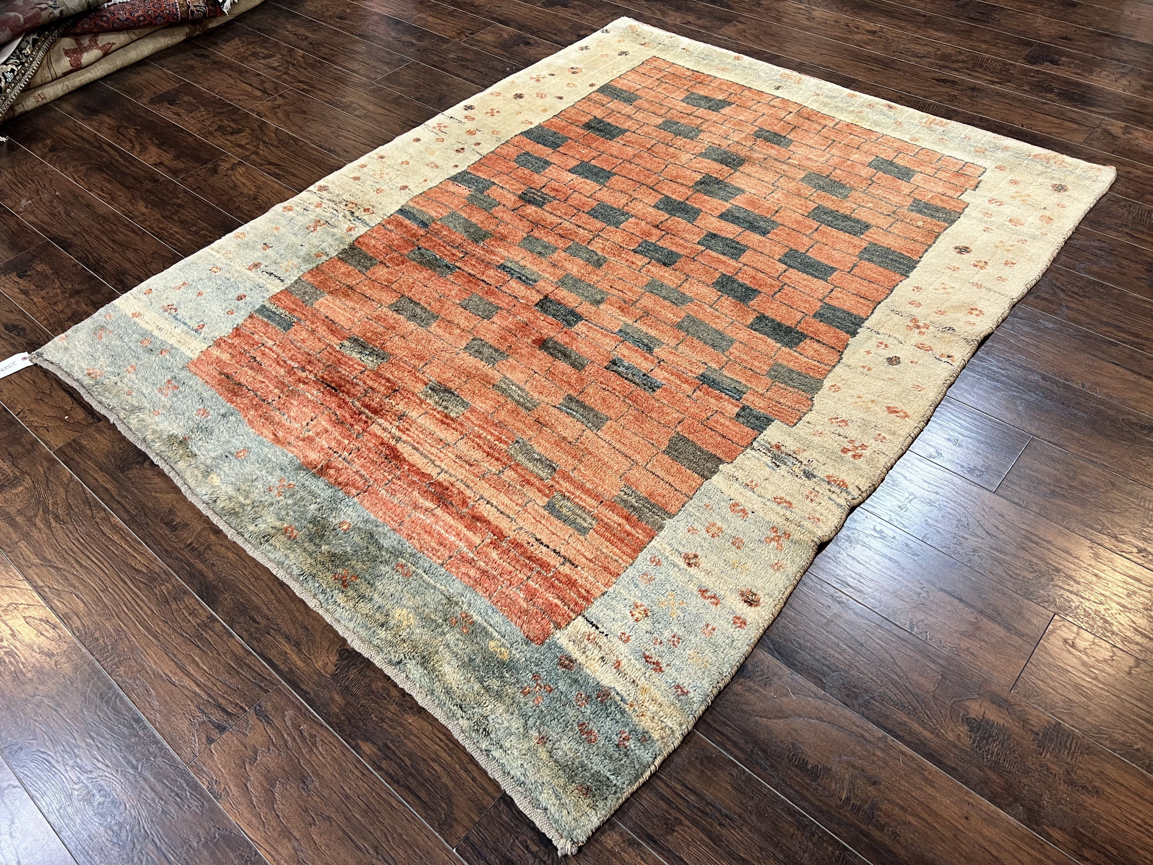 Persian Gabbeh Rug 6x8 ft, Wool Handmade Tribal Rug - Image 2