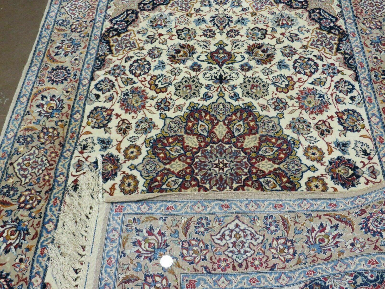 Persian Isfahan Rug 3x6, Fine 650 KPSI, Hand Knotted, Ivory - Image 10