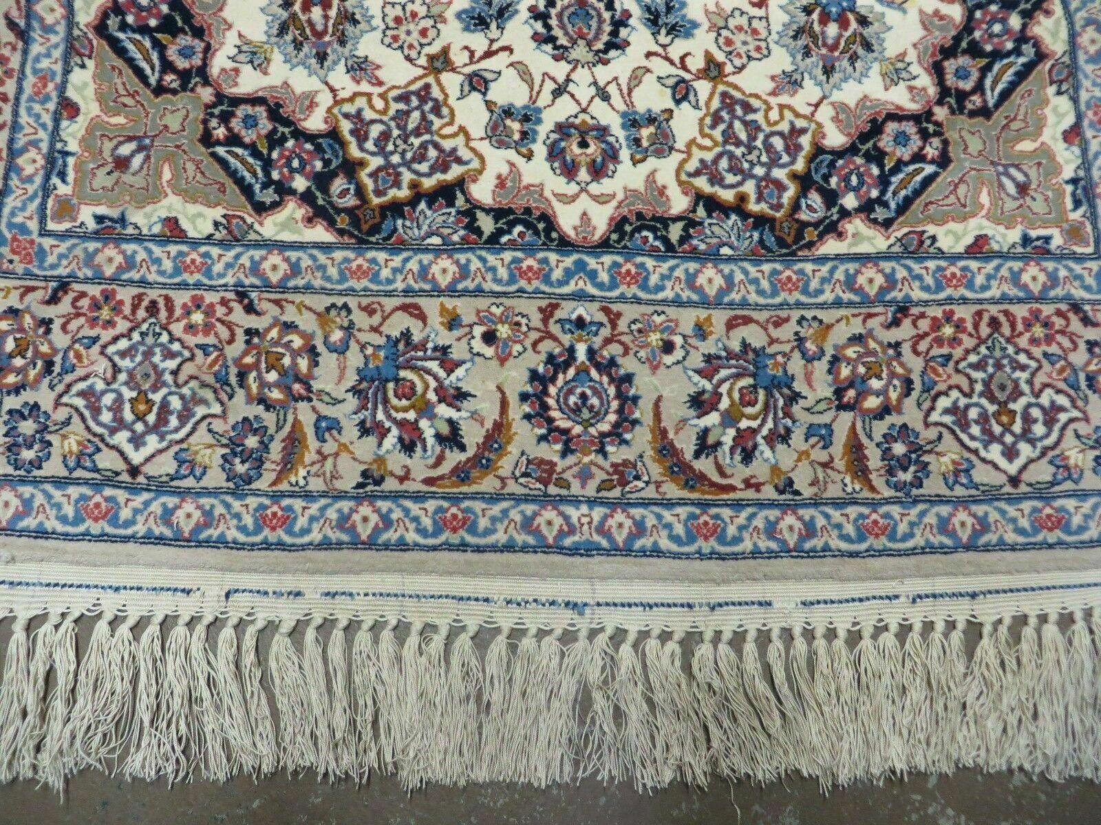 Persian Isfahan Rug 3x6, Fine 650 KPSI, Hand Knotted, Ivory - Image 5