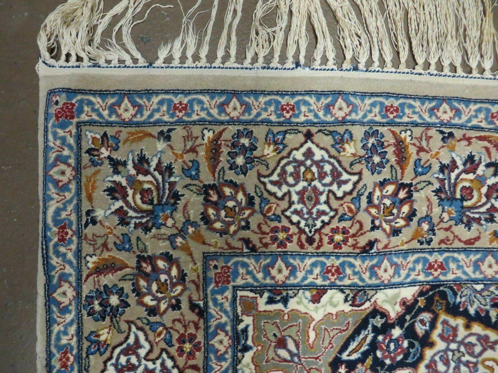 Persian Isfahan Rug 3x6, Fine 650 KPSI, Hand Knotted, Ivory - Image 6