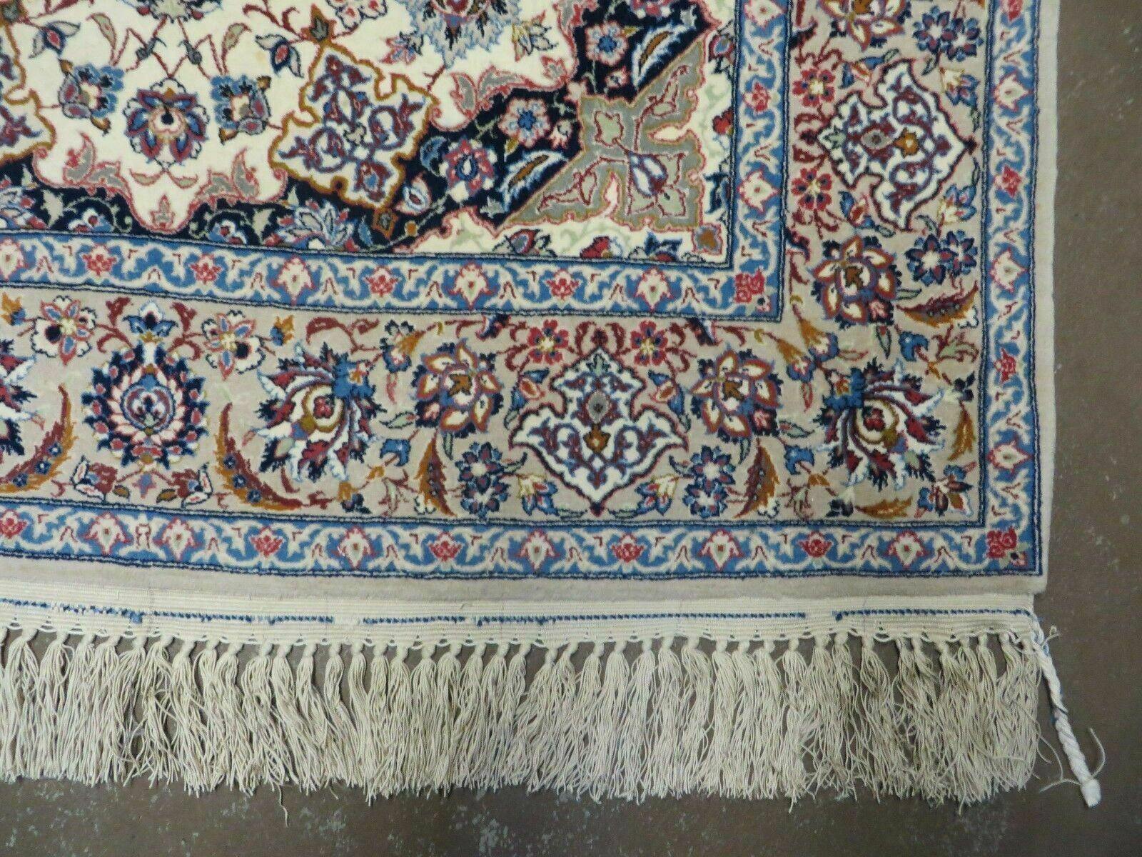 Persian Isfahan Rug 3x6, Fine 650 KPSI, Hand Knotted, Ivory - Image 9