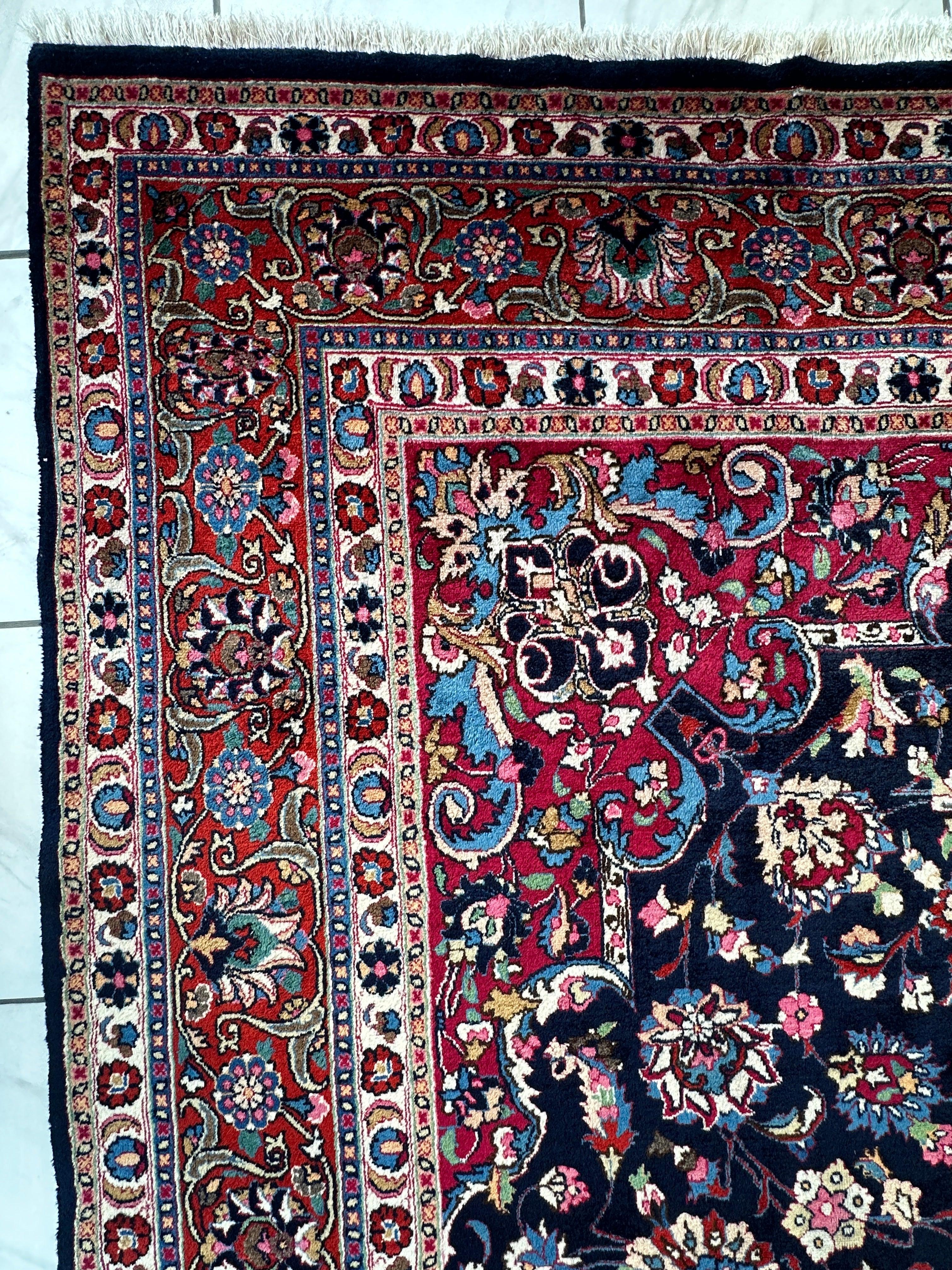 Persian Mashhad Hand Knotted Wool Area Rug 9’9” x 13’3” - Image 11