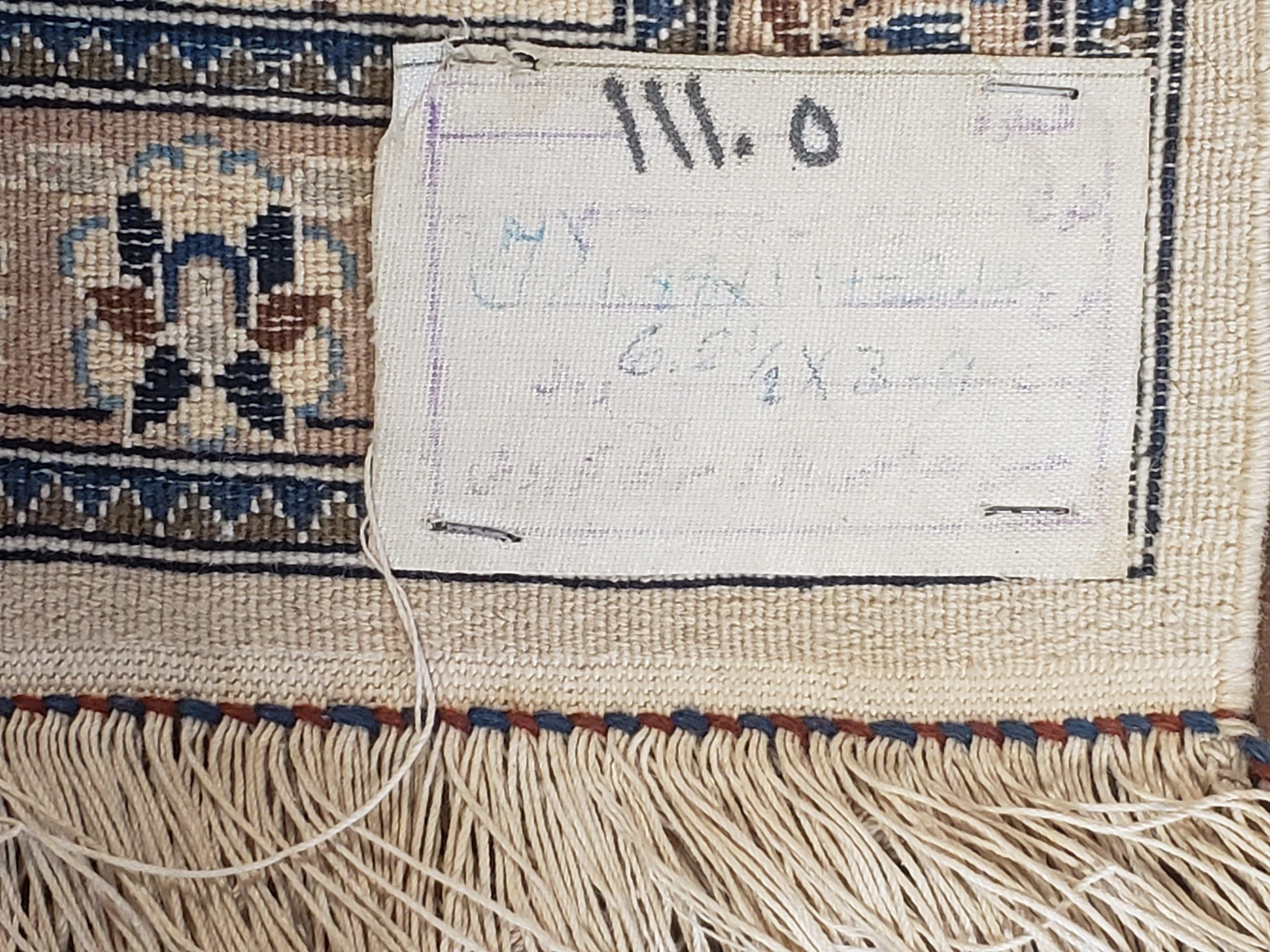 Persian Nain Rug 4x6, Ivory and Blue, Hand-Knotted, Wool & Silk - Image 10
