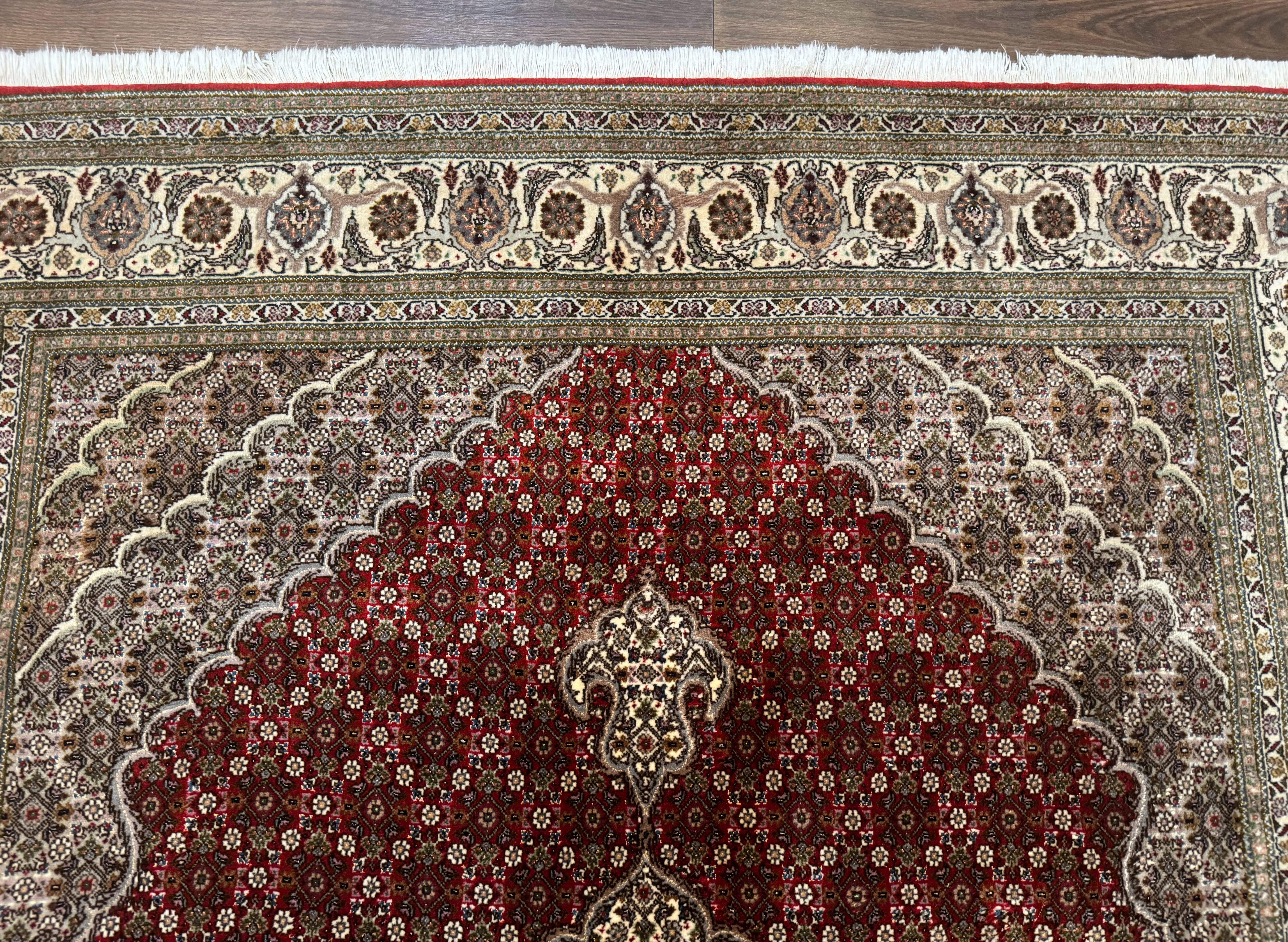 Persian Rug 5x7, Very Fine 330 KPSI, Red and Ivory, Herati Mahi Pattern, Wool & Silk - Image 3