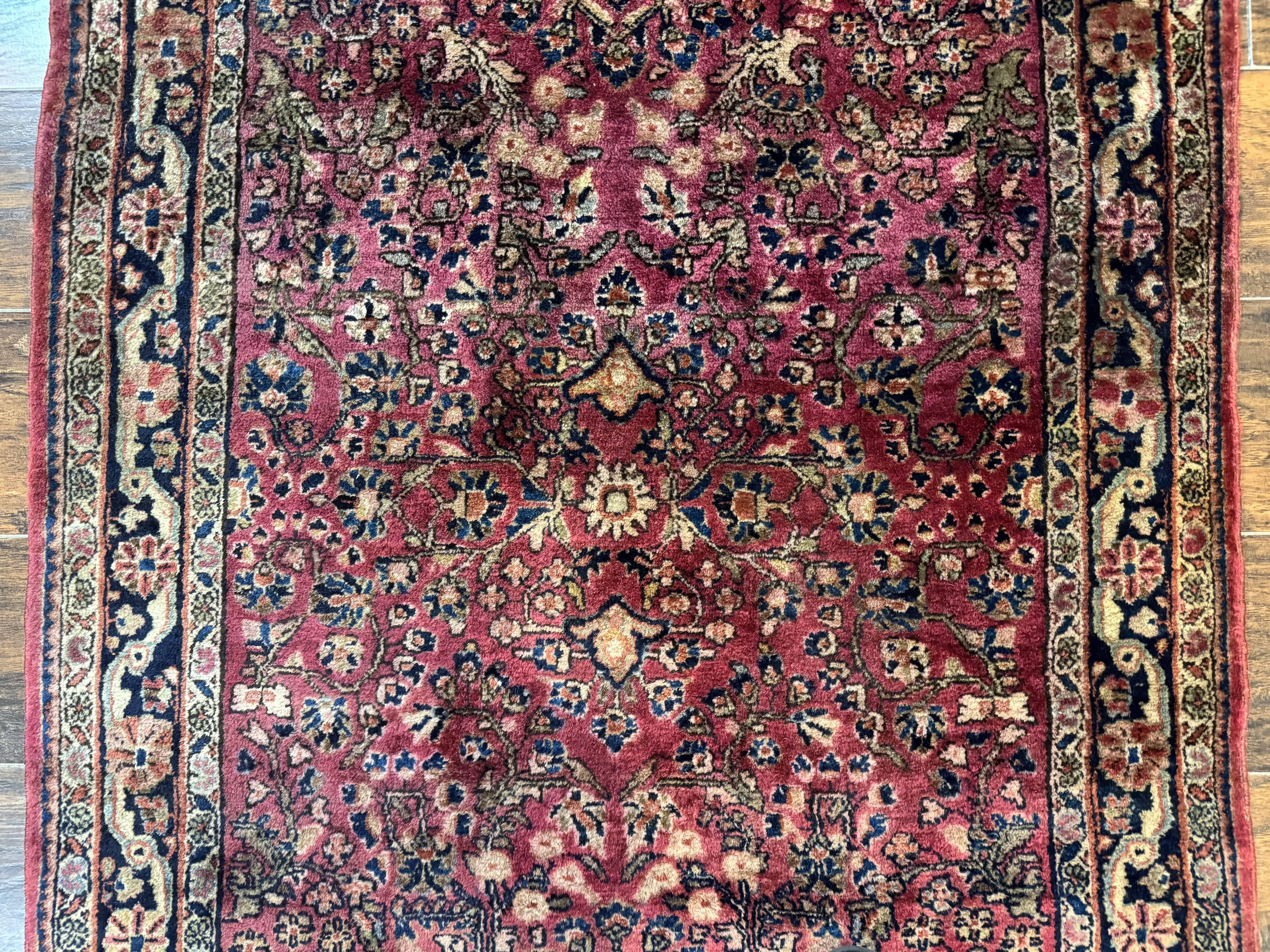 Persian Sarouk Rug 3x5, Antique Persian Carpet - Image 4