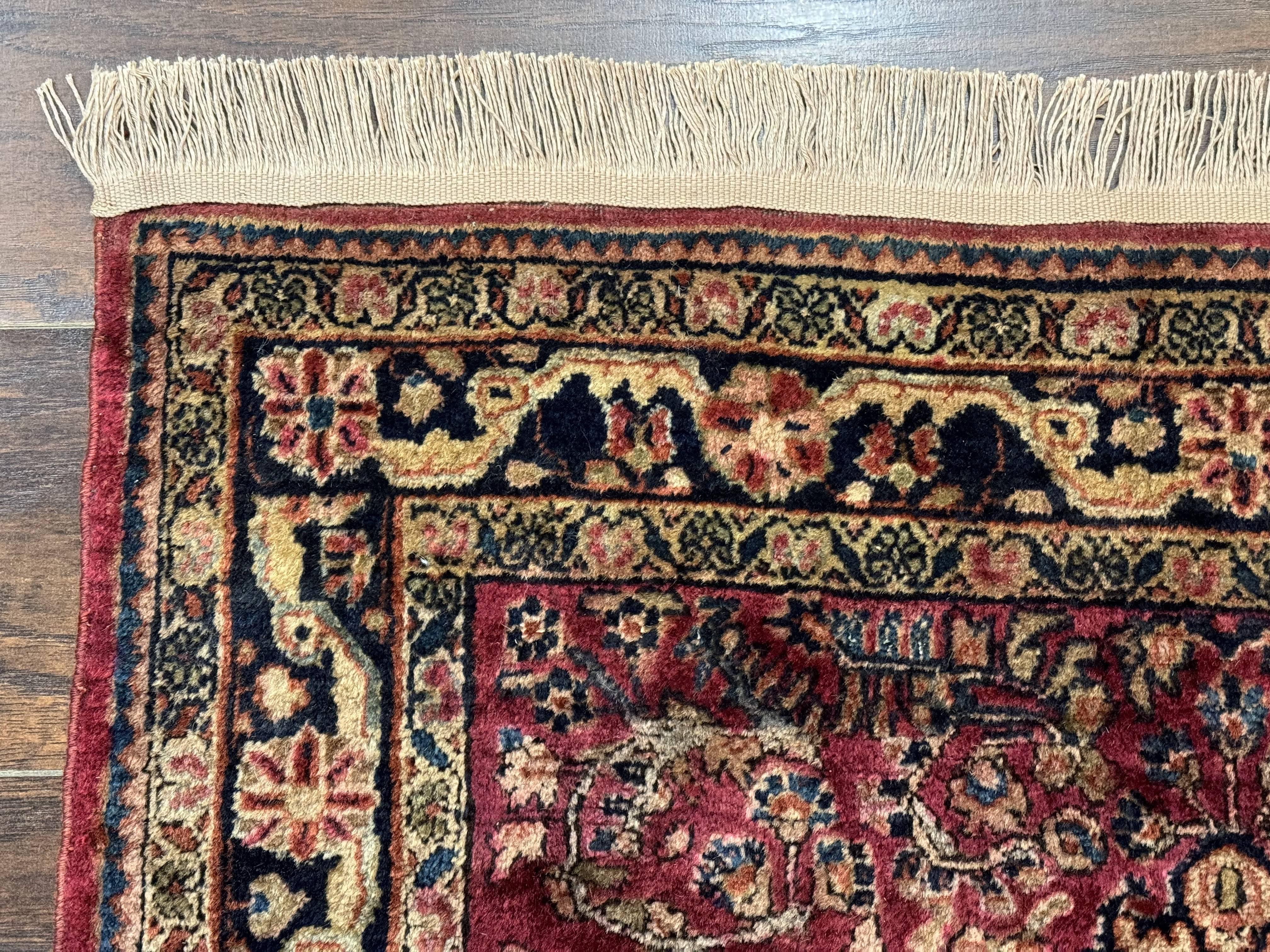 Persian Sarouk Rug 3x5, Antique Persian Carpet - Image 6