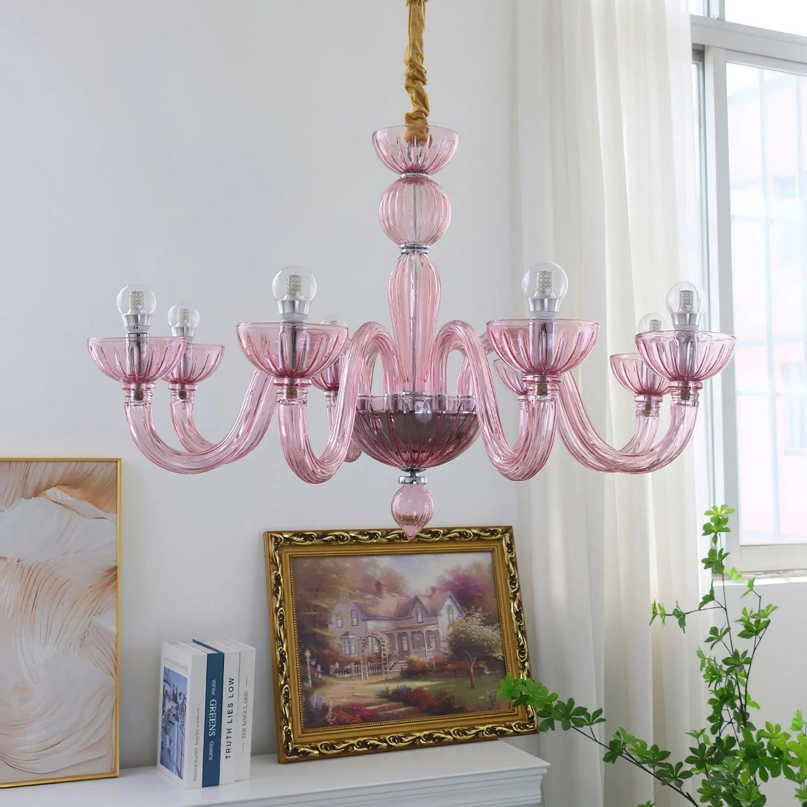 Pink Ares Murano Glass Chandelier - Image 5