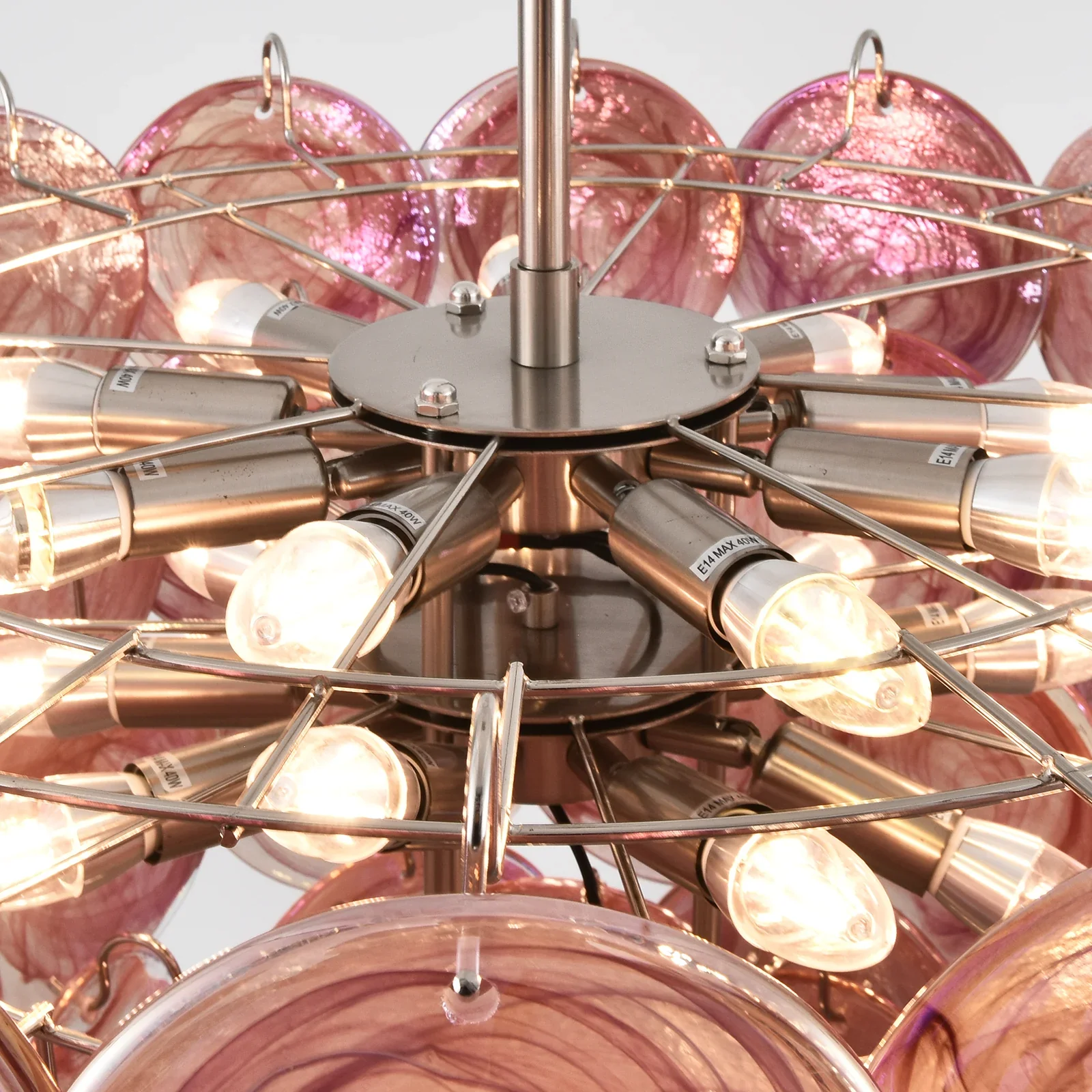 Pink Disc Murano Chandelier - Image 15