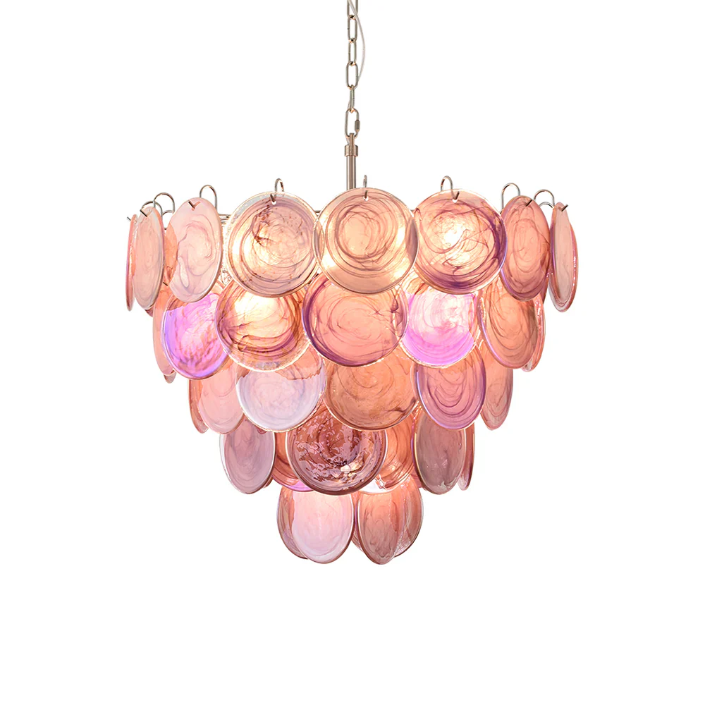 Pink Disc Murano Chandelier - Image 20