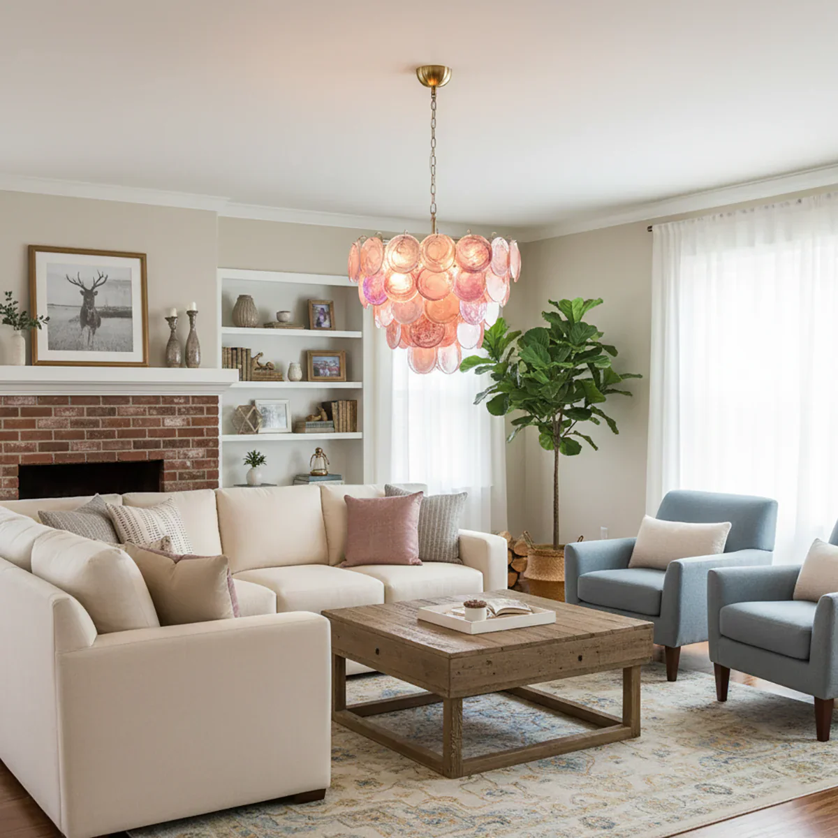 Pink Disc Murano Chandelier - Image 21