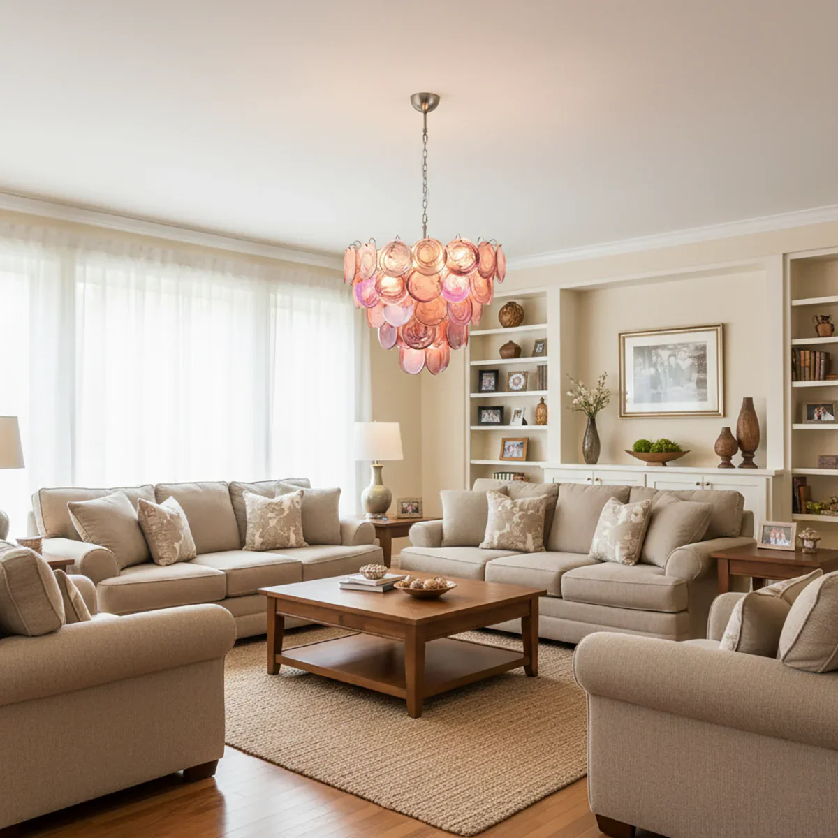 Pink Disc Murano Chandelier - Image 24
