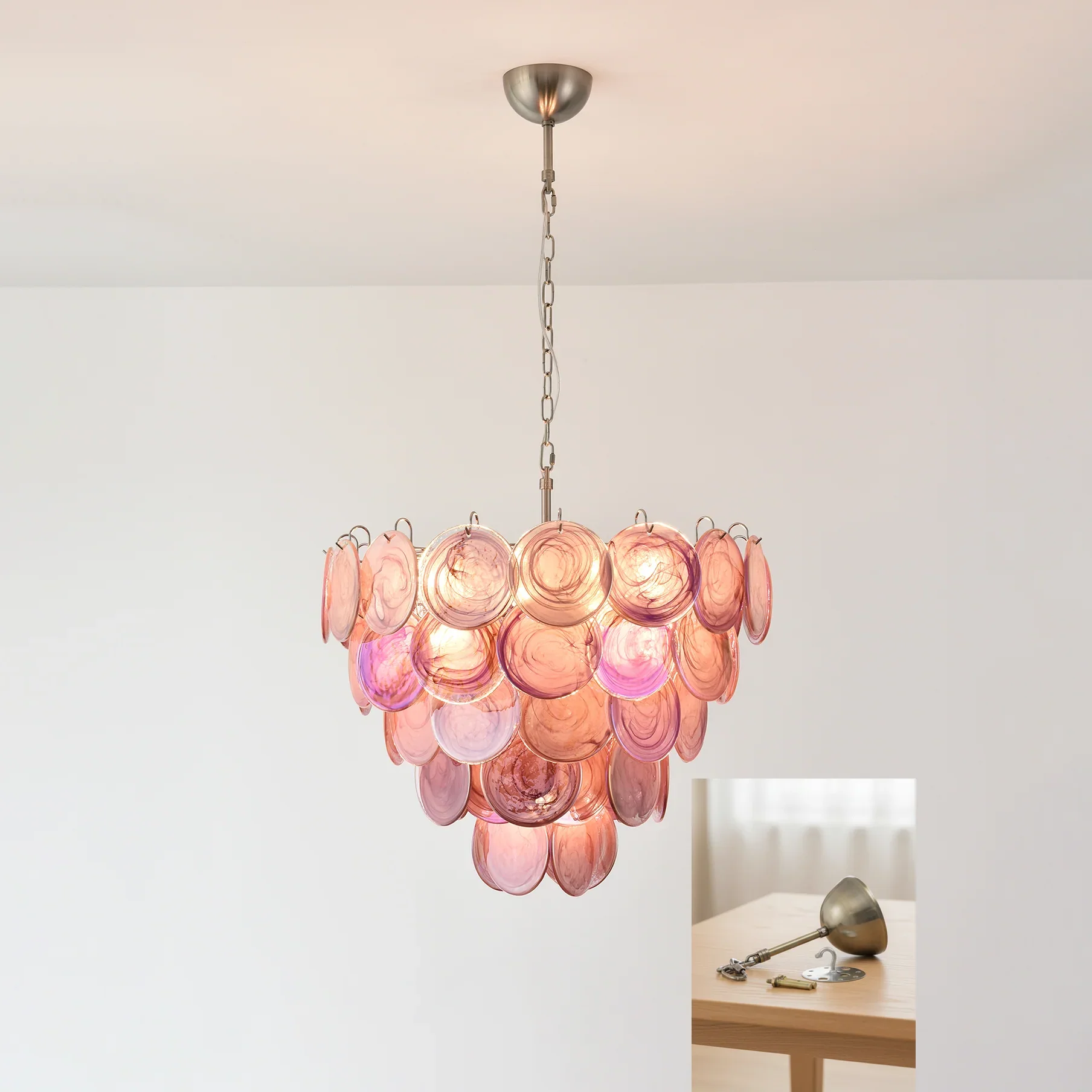 Pink Disc Murano Chandelier - Image 25