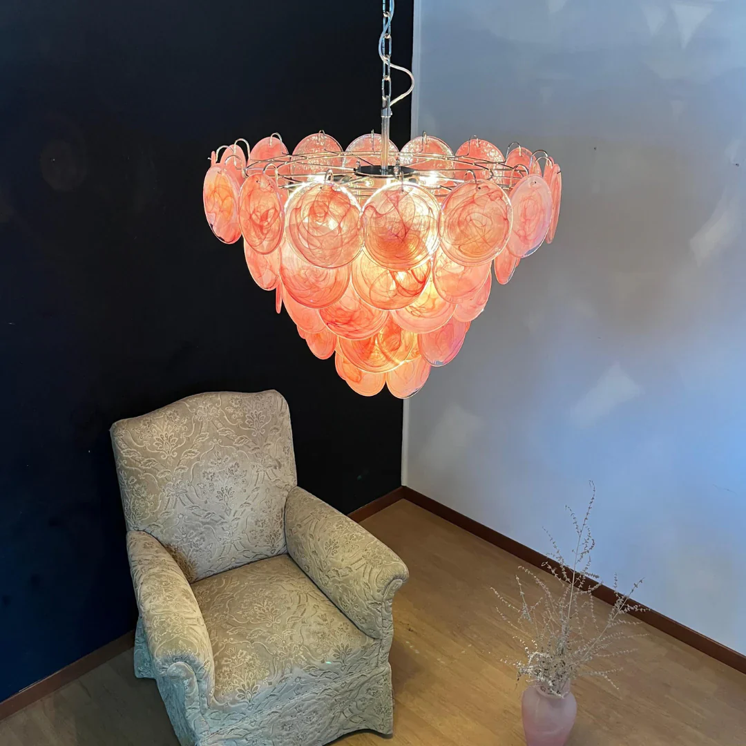 Pink Disc Murano Chandelier - Image 5
