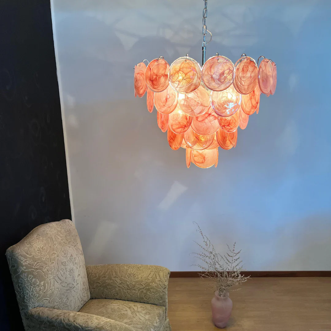 Pink Disc Murano Chandelier - Image 8