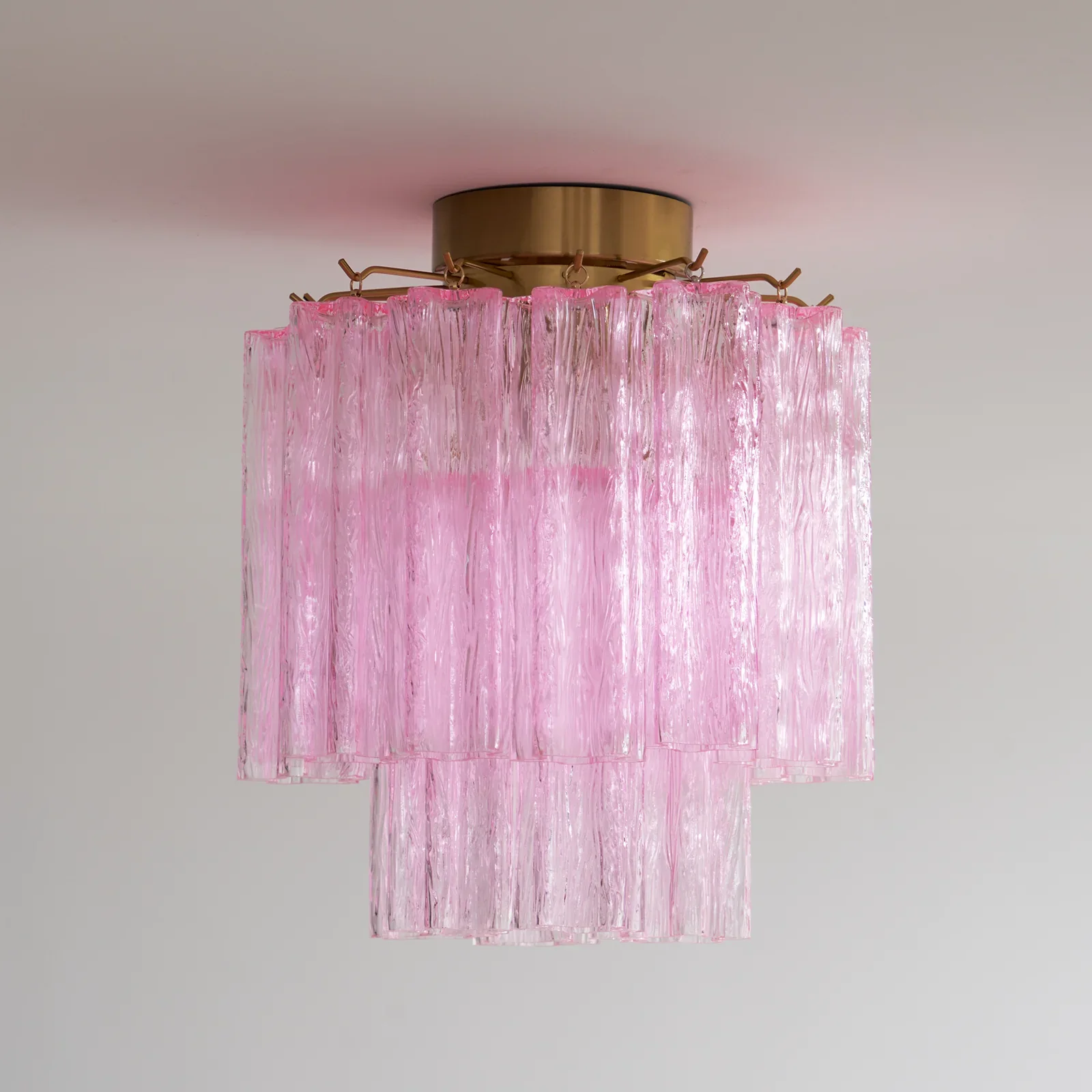 Pink Glass Tubes Murano Ceiling Lamp - Image 8
