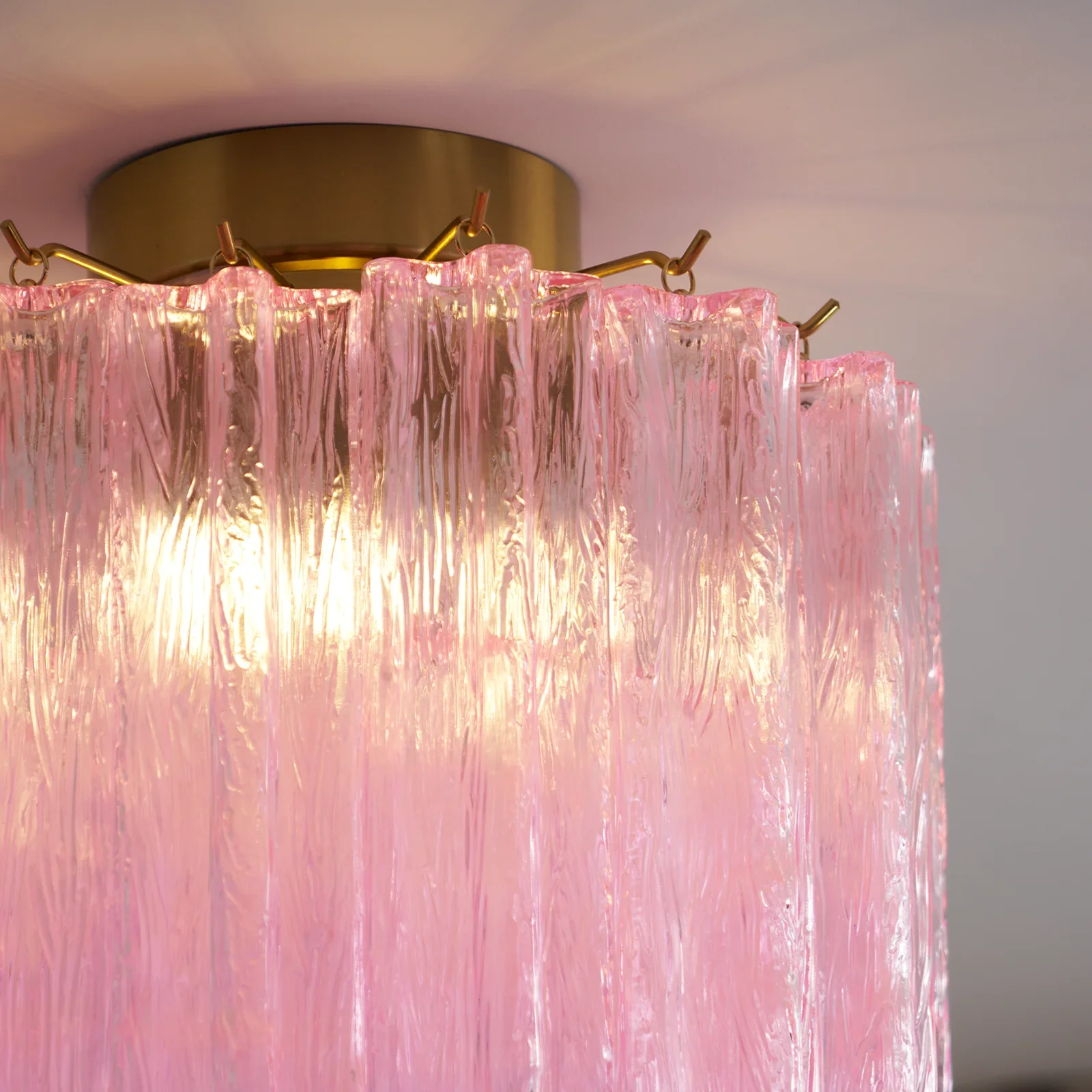 Pink Glass Tubes Murano Ceiling Lamp - Image 9