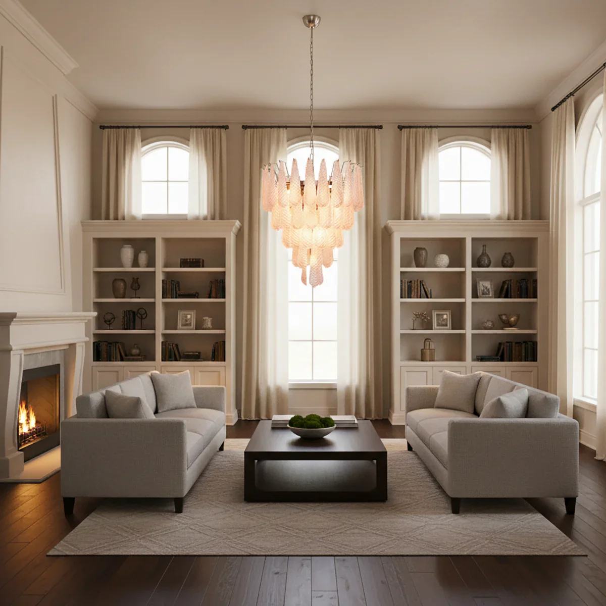 Pink Murano Petal Drop Glass Chandelier - Image 10