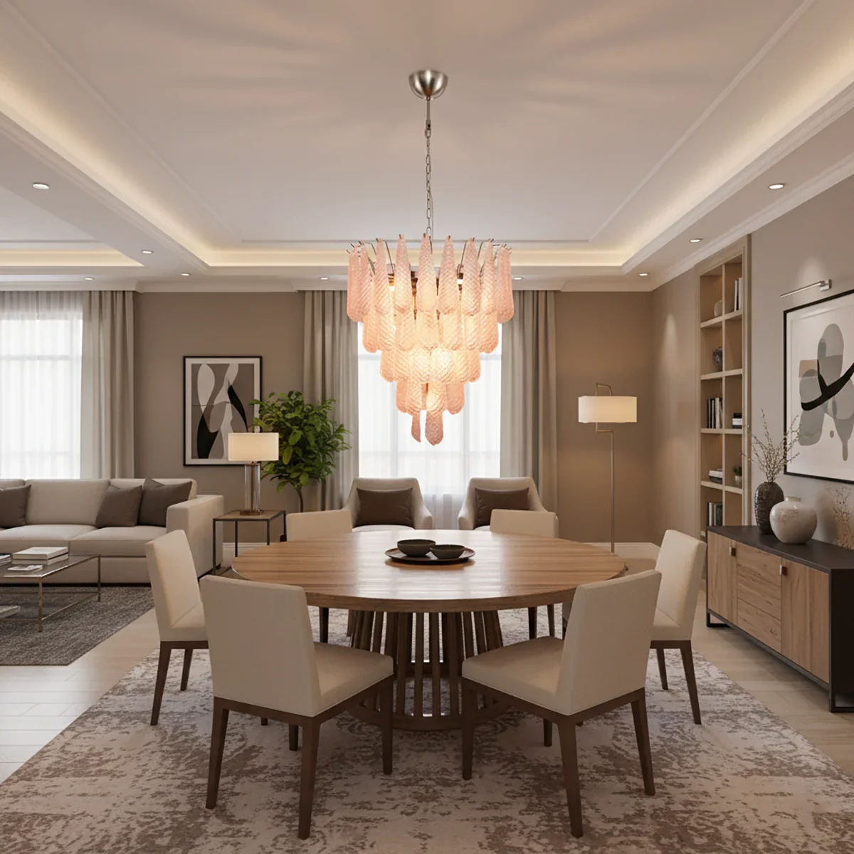 Pink Murano Petal Drop Glass Chandelier - Image 12