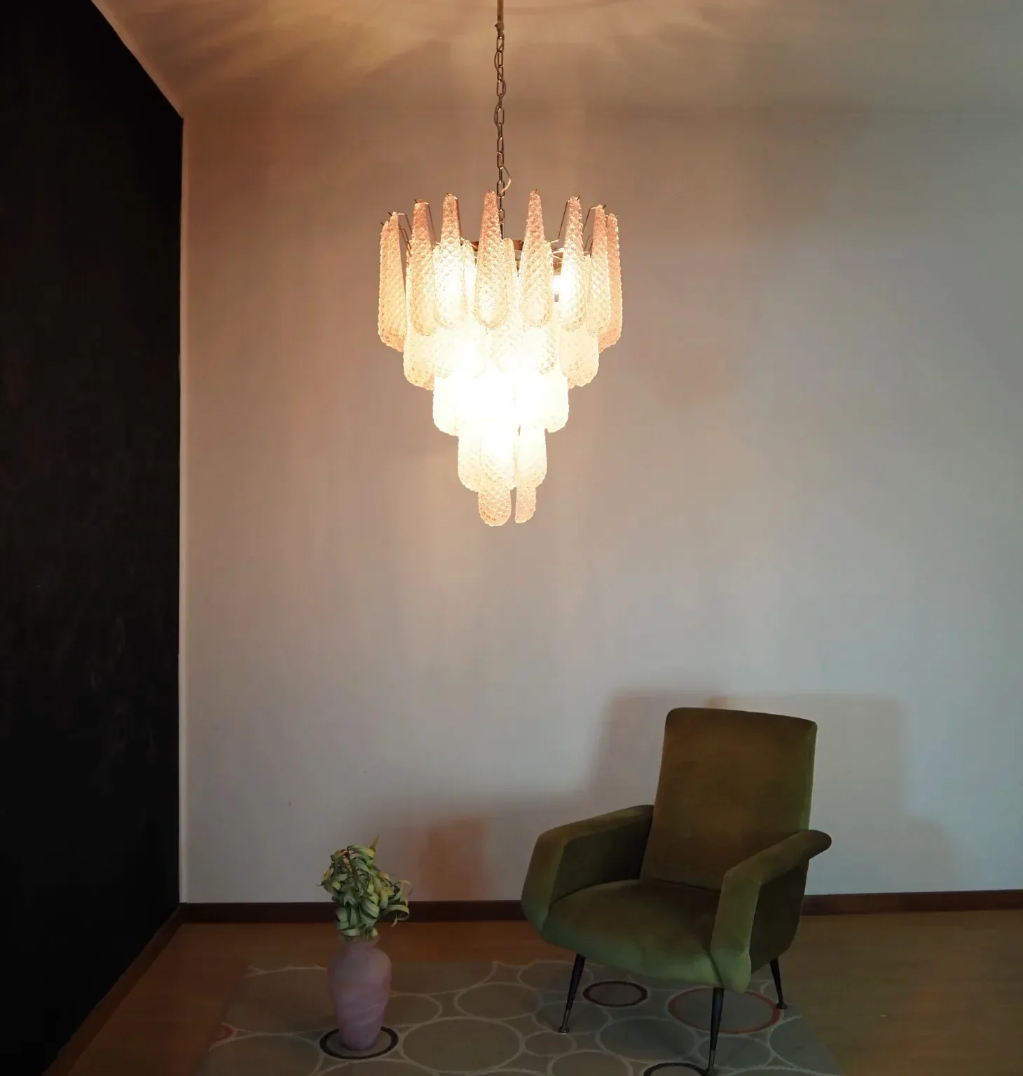 Pink Murano Petal Drop Glass Chandelier - Image 19