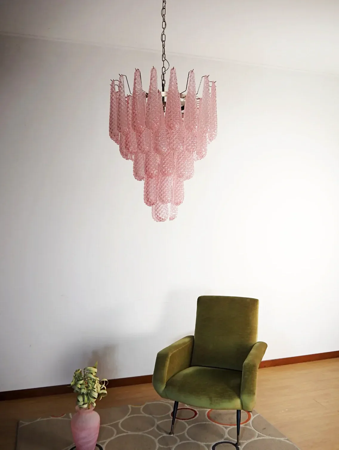 Pink Murano Petal Drop Glass Chandelier - Image 20