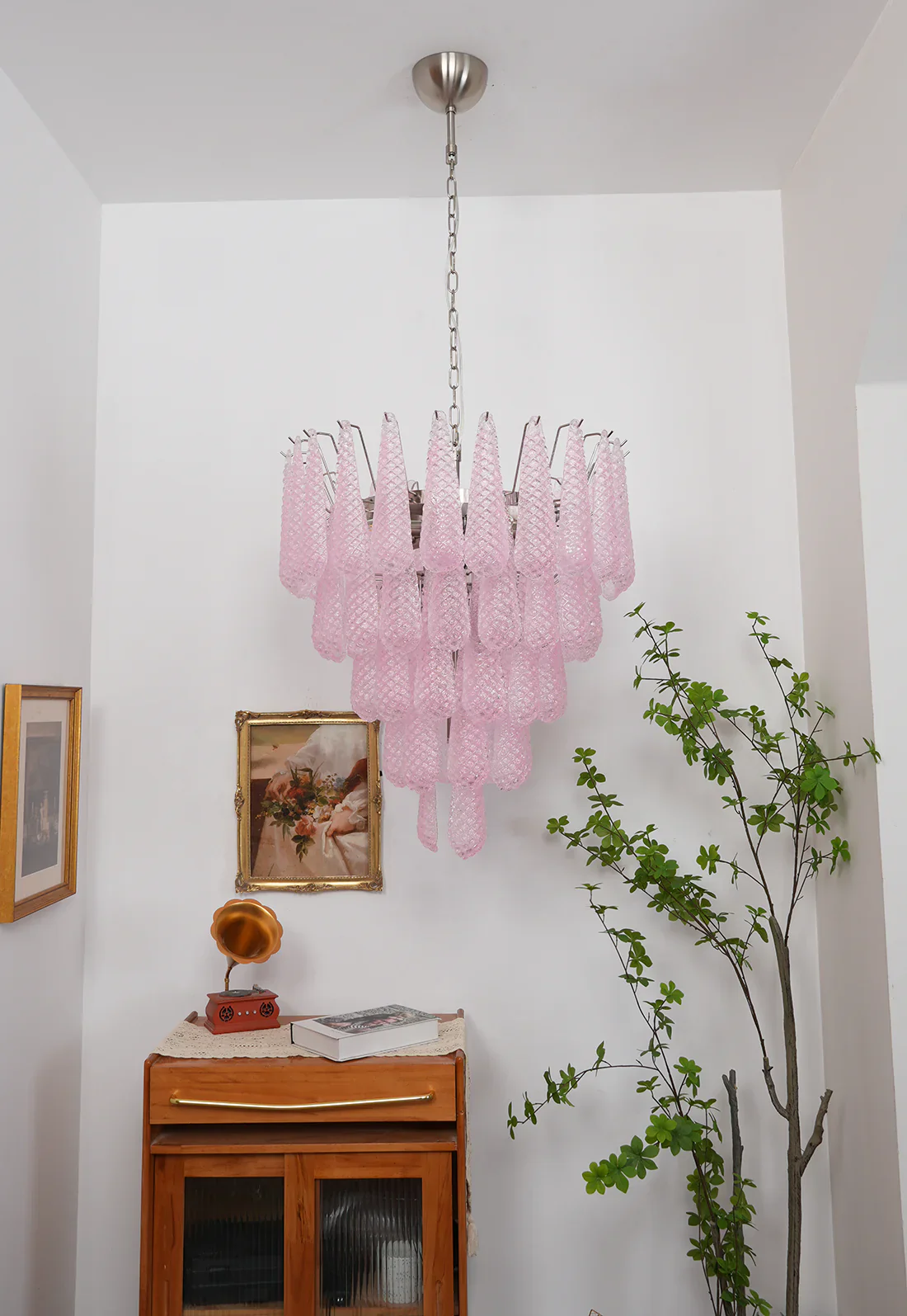 Pink Murano Petal Drop Glass Chandelier - Image 21