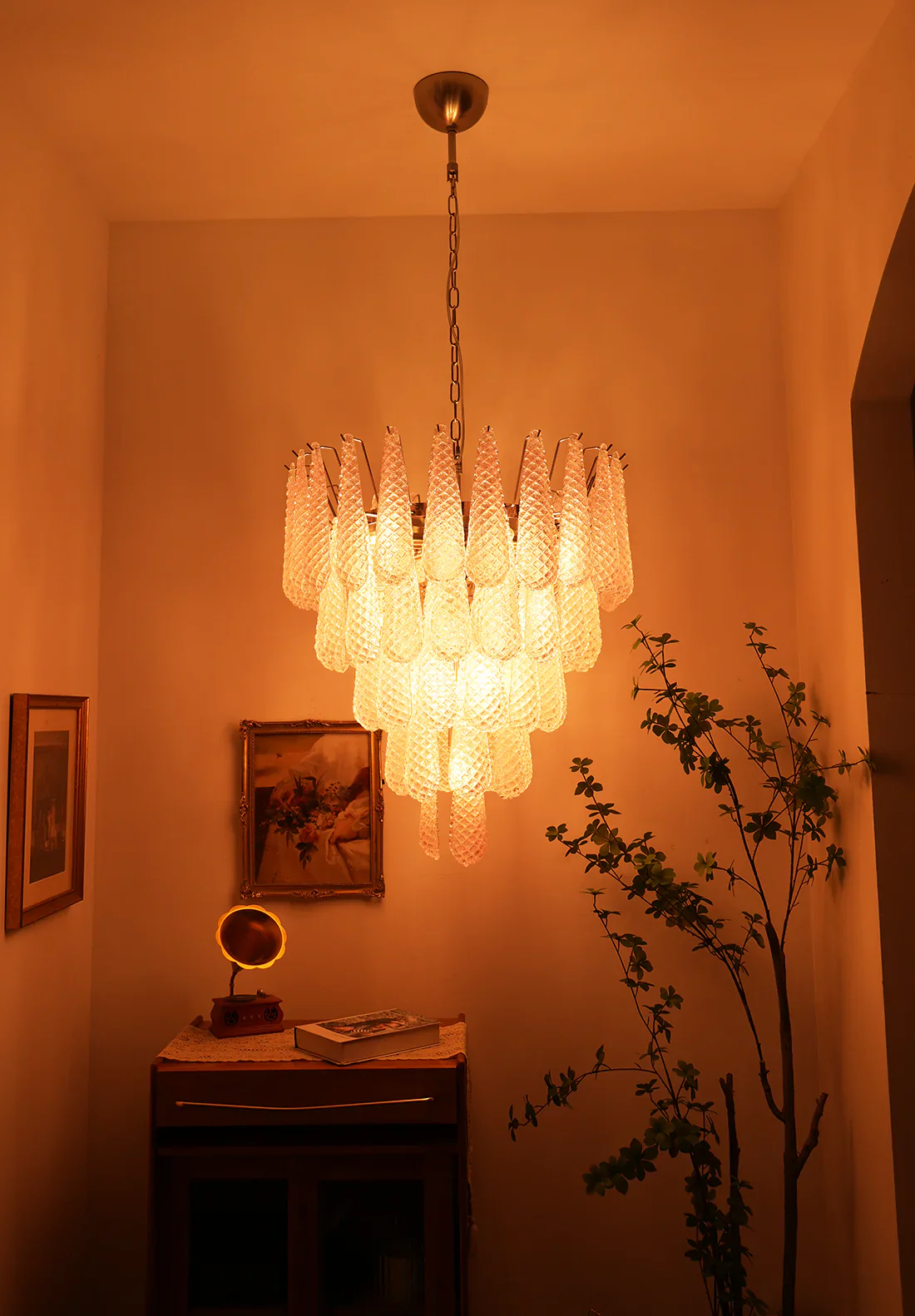 Pink Murano Petal Drop Glass Chandelier - Image 22