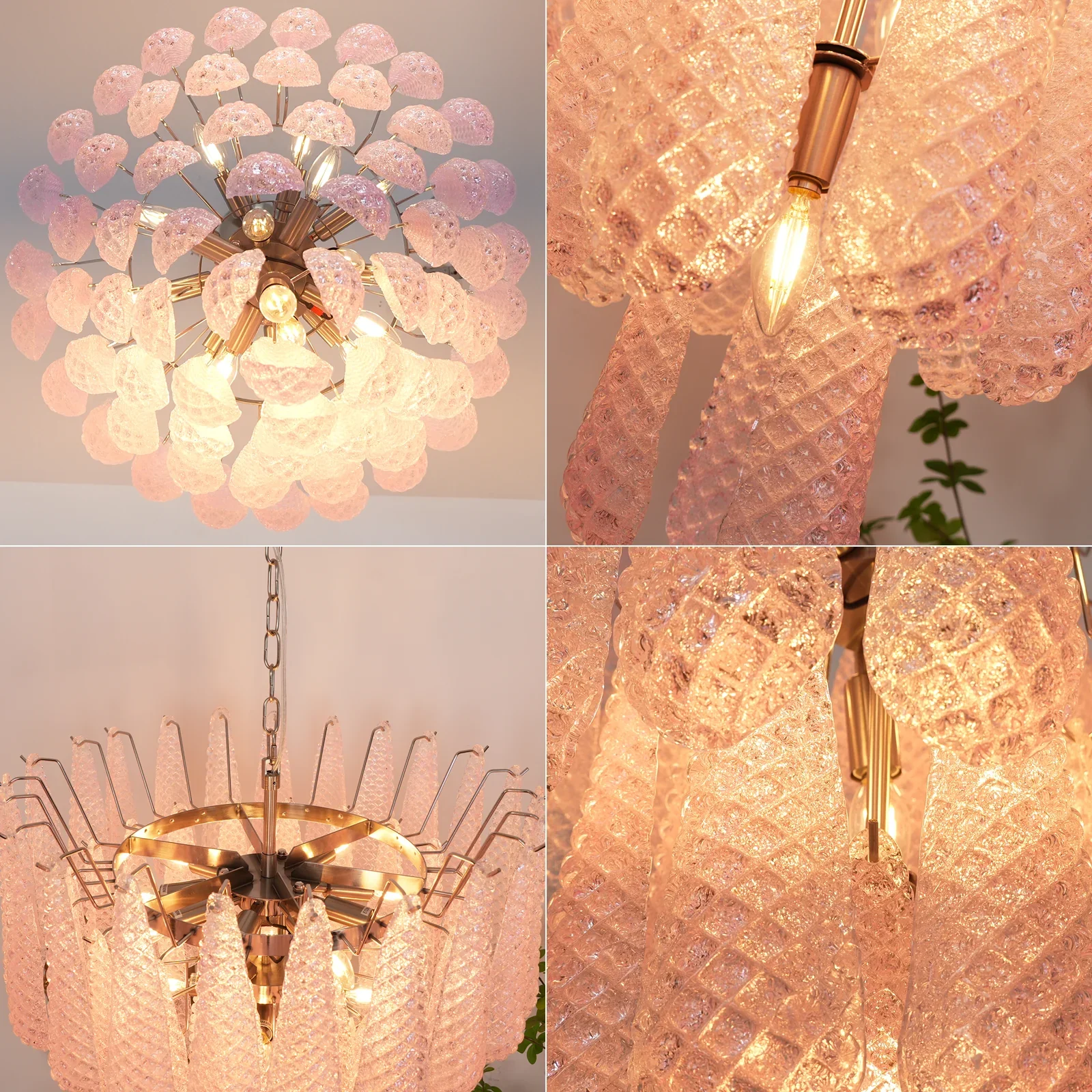 Pink Murano Petal Drop Glass Chandelier - Image 24